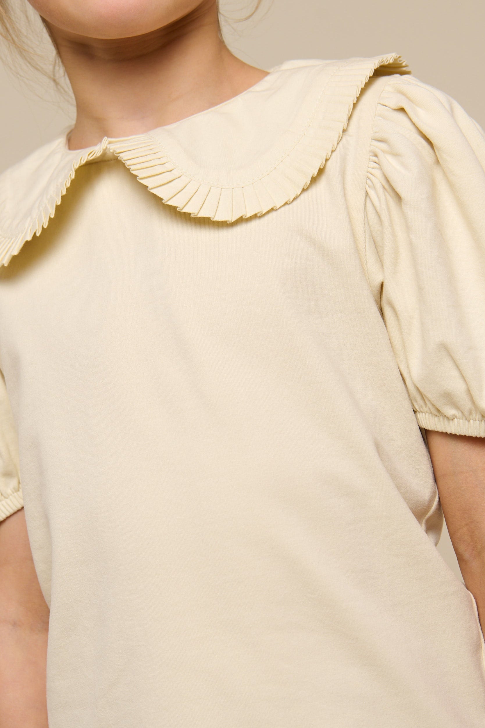 Jerseybluse med krave - Tween - Offwhite | 101278 Nini