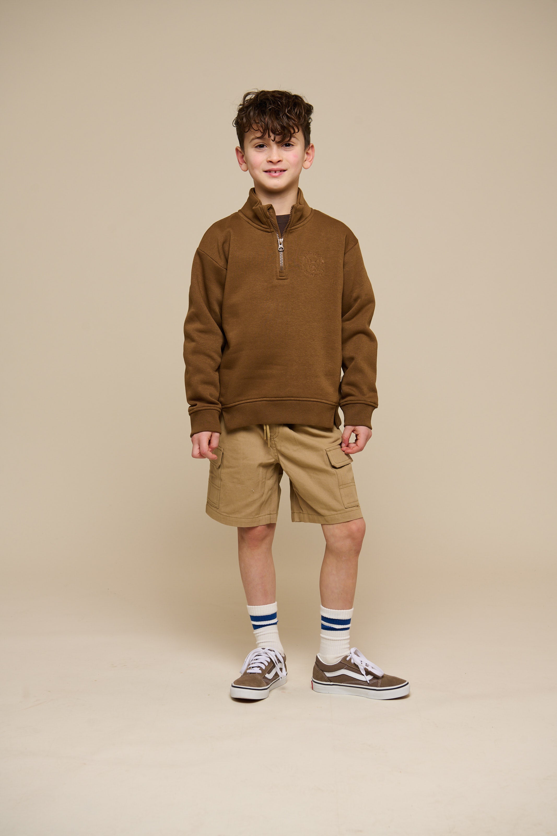Sweatshirt med kort lynlĂĄs - Tween - Coffee | 100809 Tristan