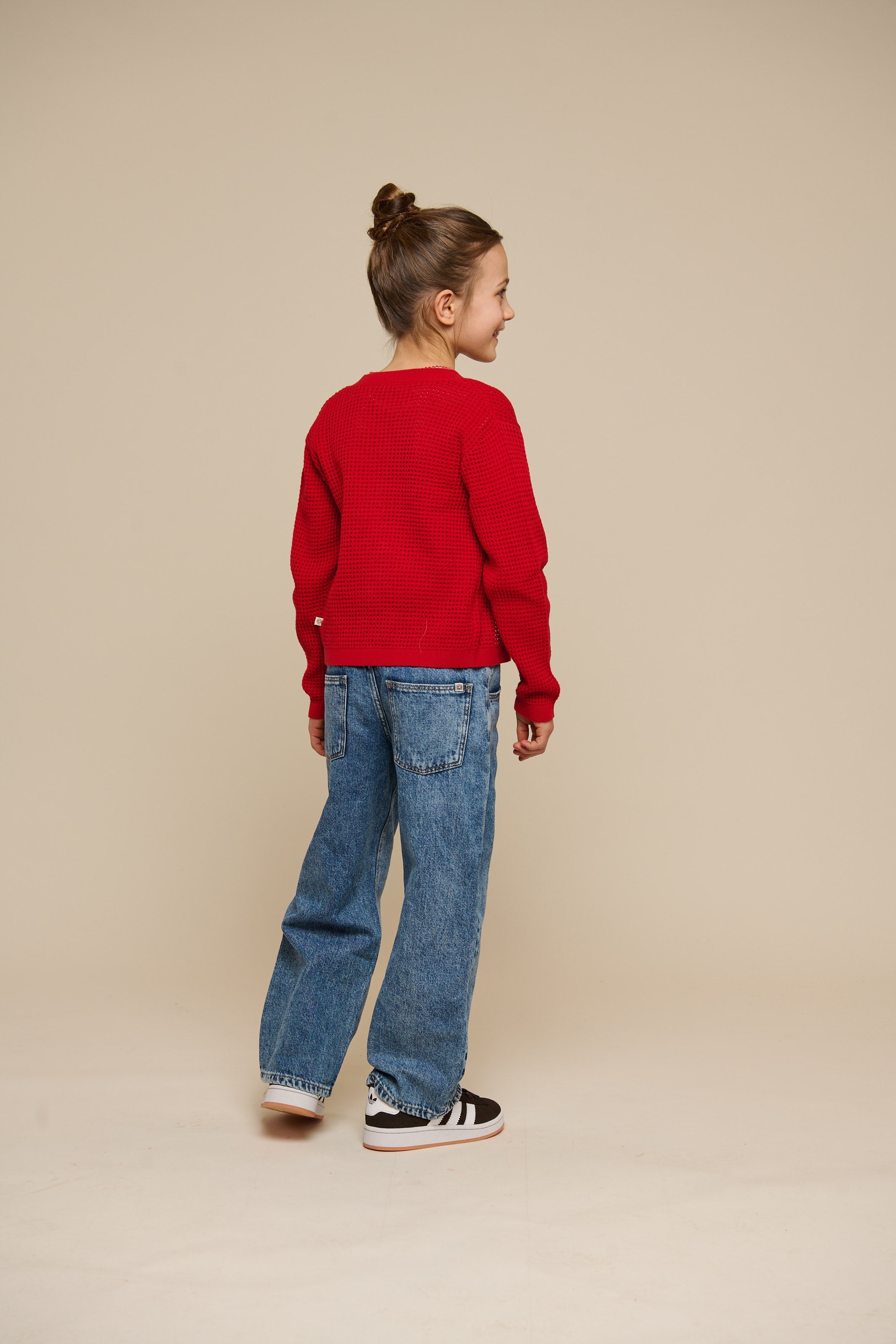 Strikket cardigan i bomuld - Tween - Cherry Red | 101270 Katie