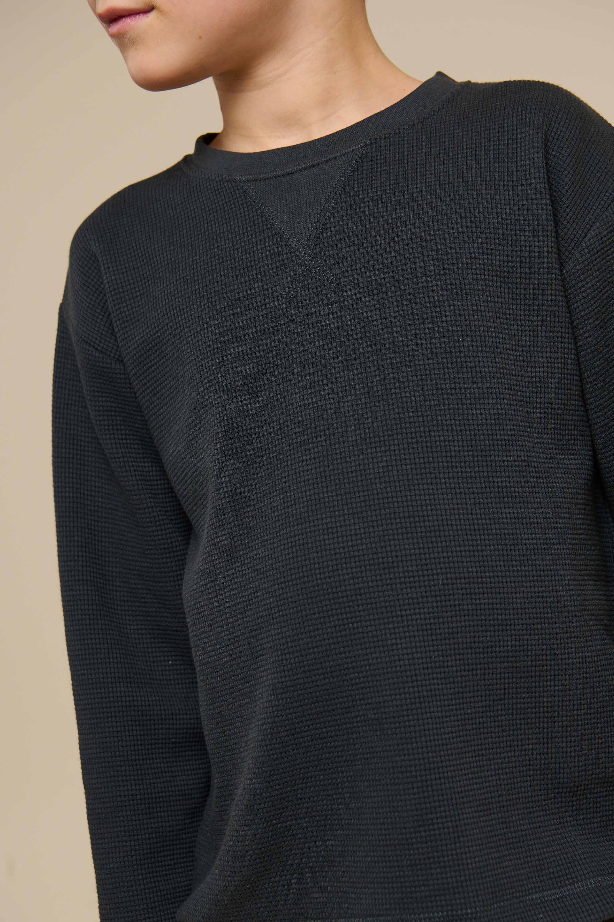 Langærmet T-shirt med struktur - Tween - Forest Green | 100708 Malthe