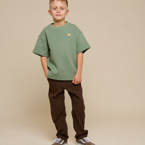 Vaffelstrikket T-shirt - Tween - Dusty Green | 101156 Evan