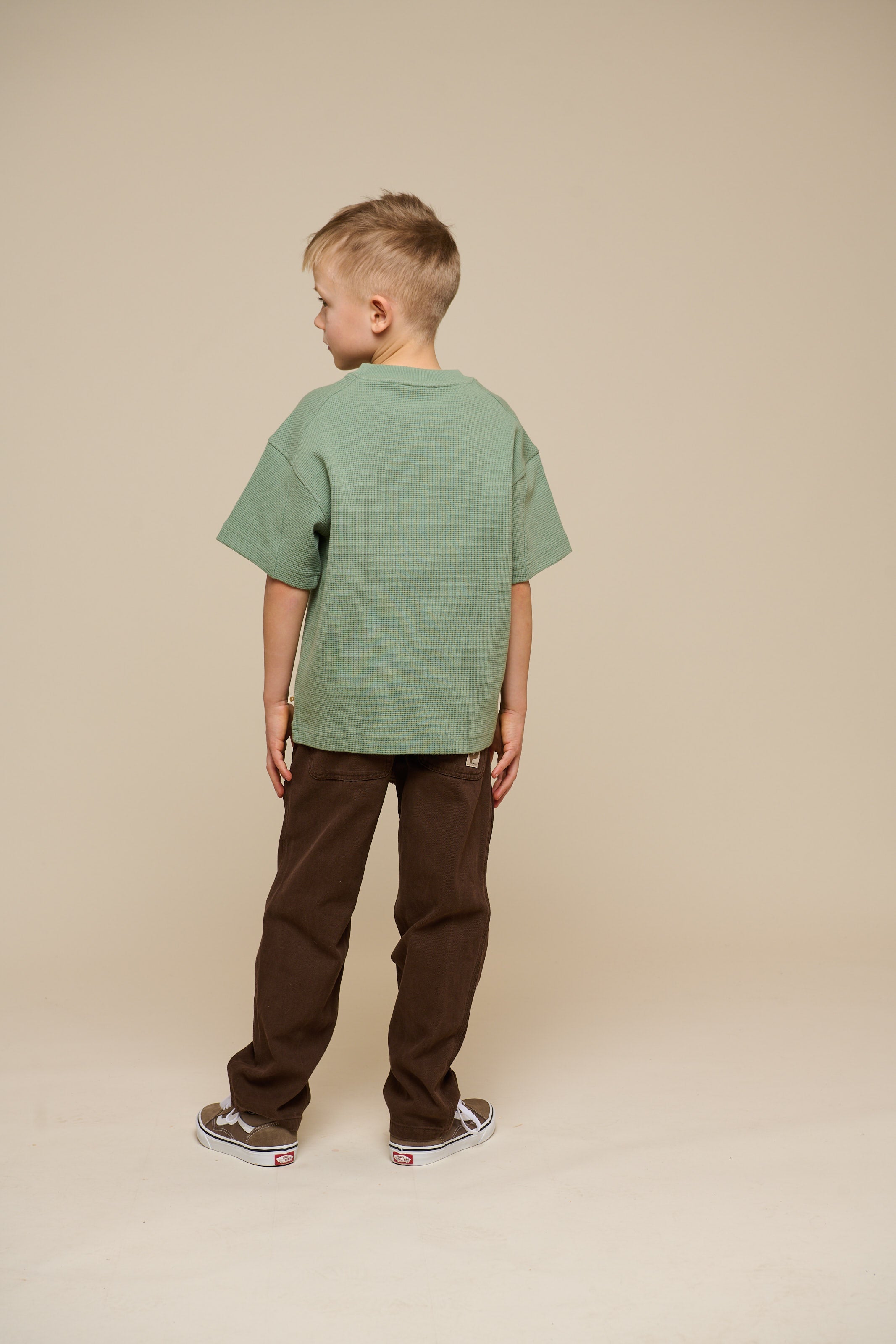 Vaffelstrikket T-shirt - Tween - Dusty Green | 101156 Evan