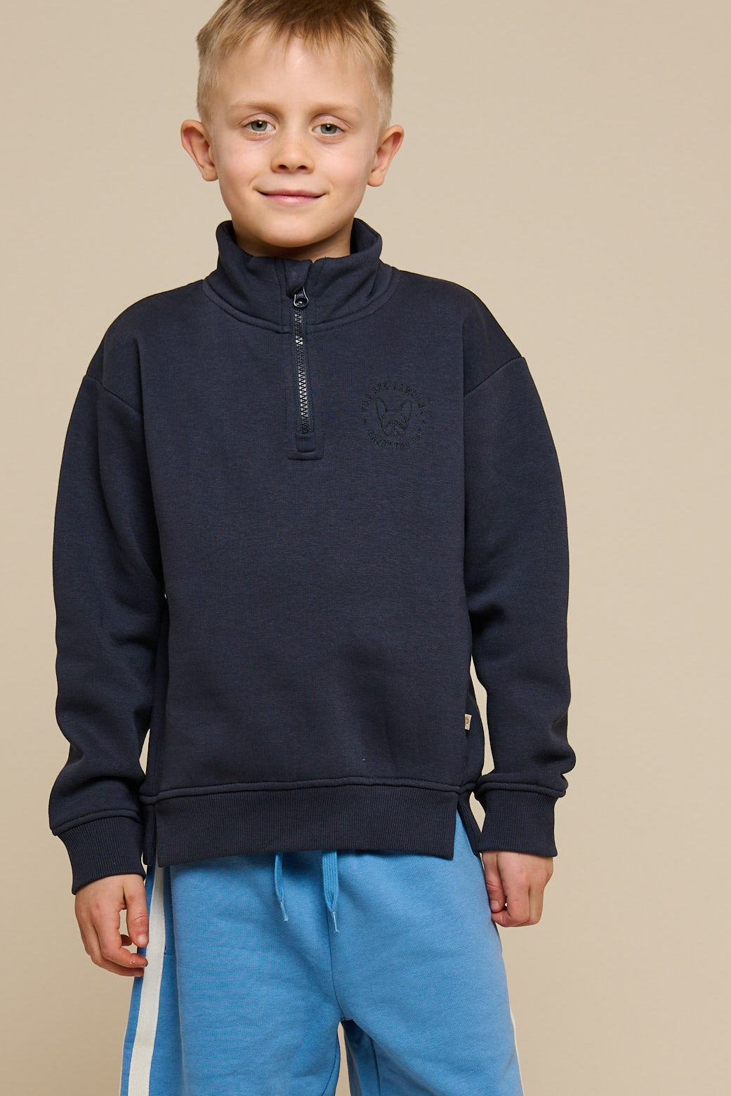 Sweatshirt med kort lynlås - Tween - Navy | 100807 Tristan