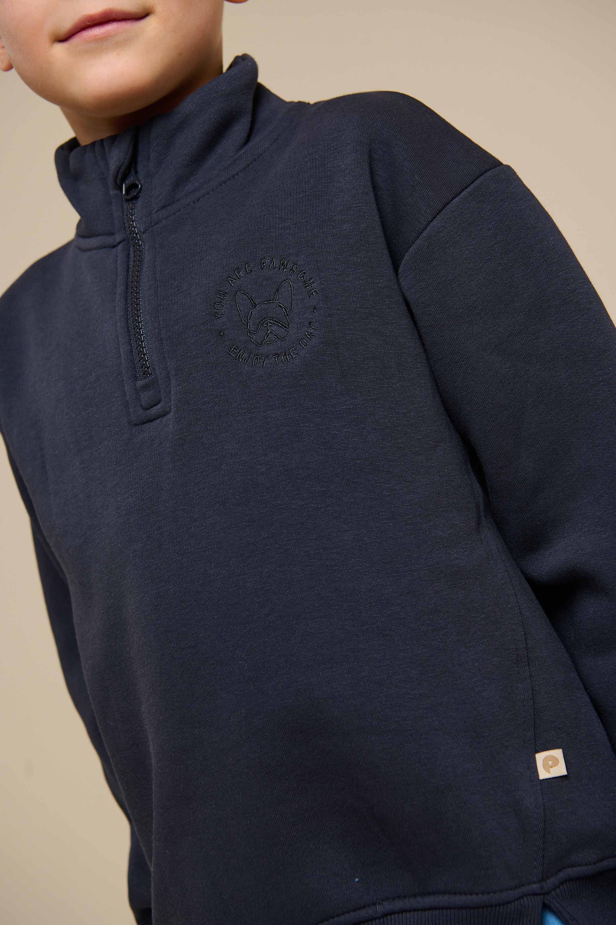 Sweatshirt med kort lynlås - Tween - Navy | 100807 Tristan