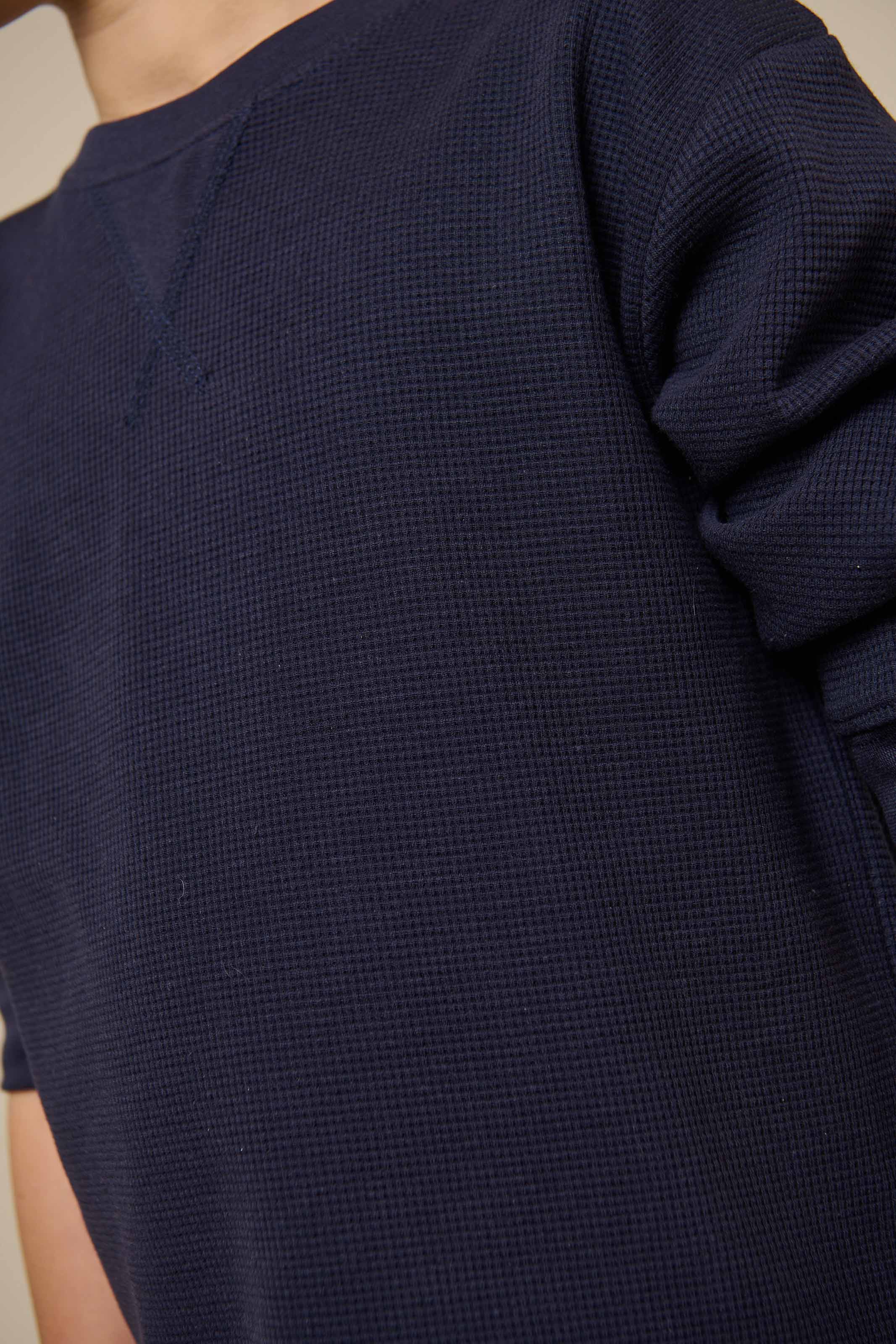 Langærmet T-shirt med struktur - Kids - Navy | 100703 Malthe