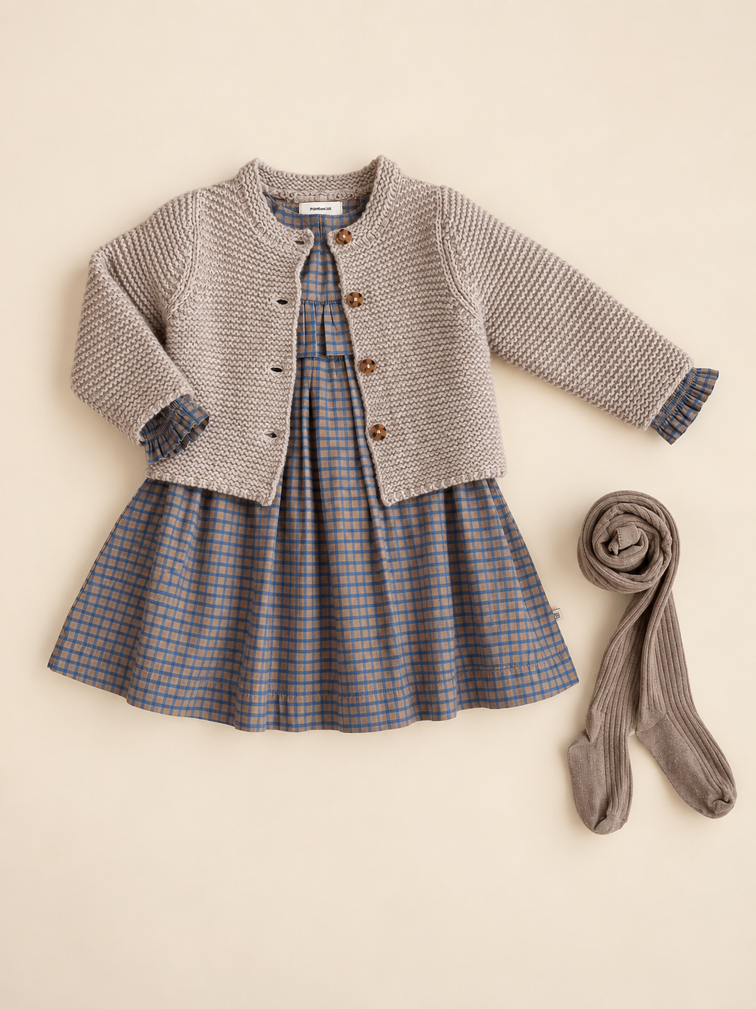 Poplin-kjole med flæser Kids - Blue Check | 101441 Julia