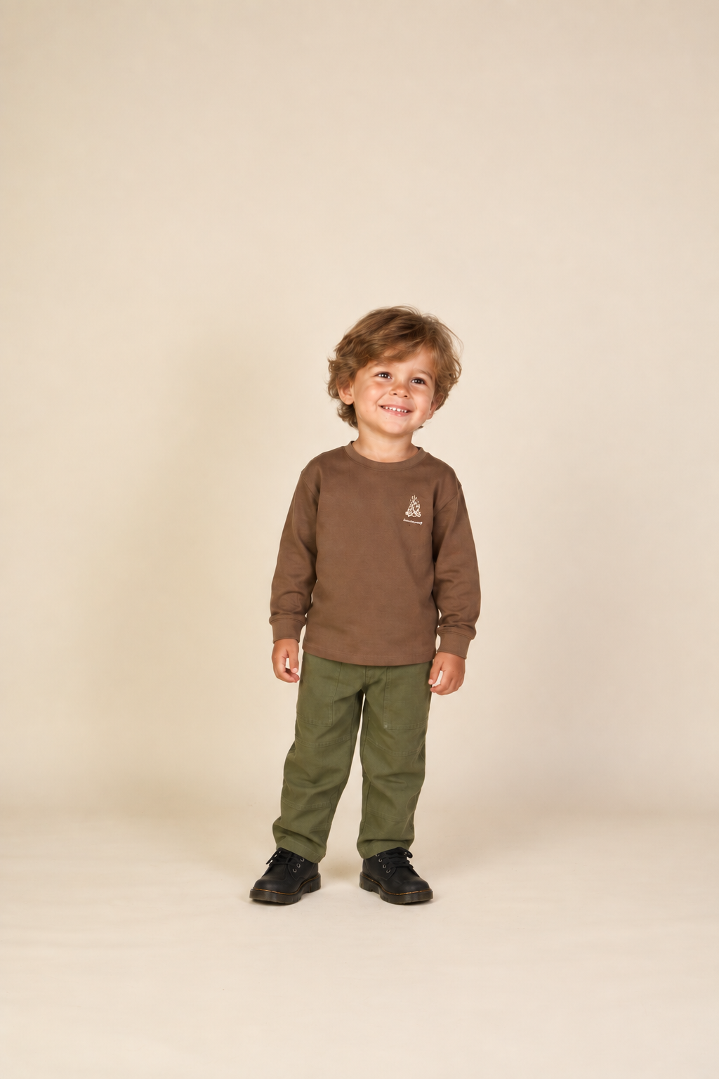 Langærmet T-shirt med rygprint Kids - Brown | 101709 Weston
