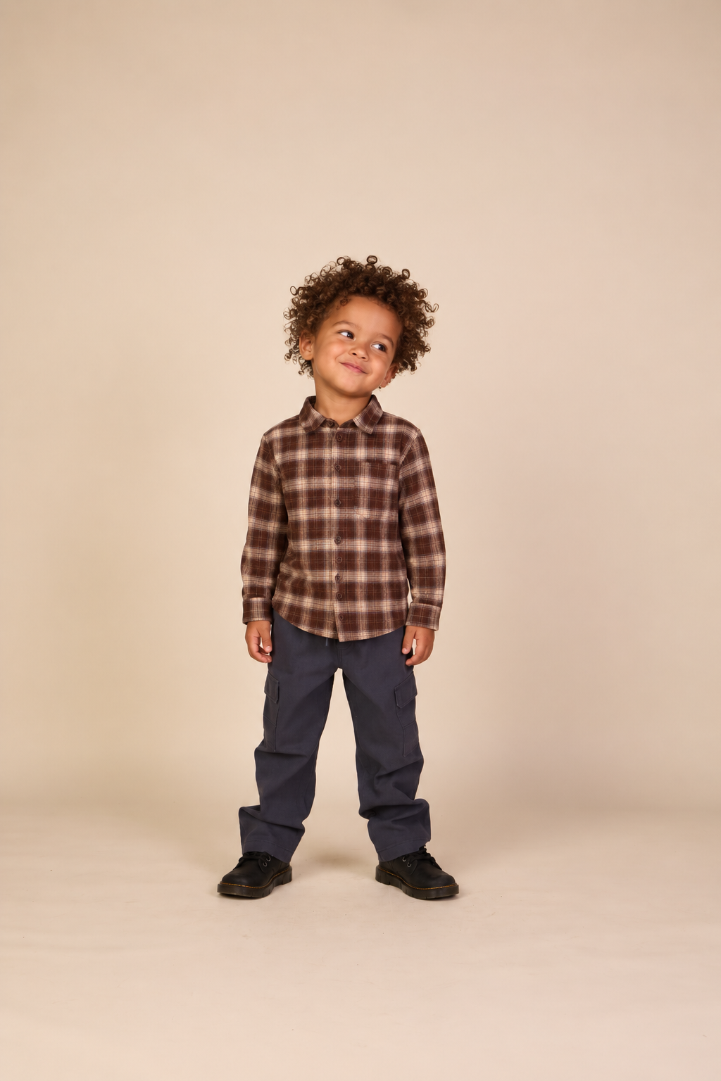 Ternet flannelskjorte Kids - Brown/Navy | 101651 Edwin