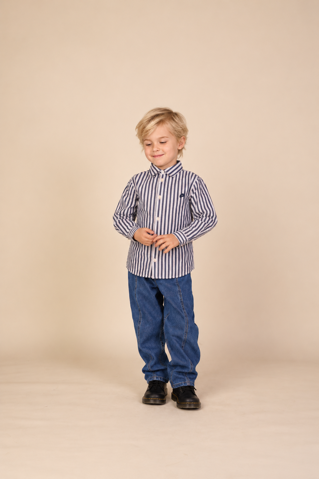 Stribet bomuldsskjorte Kids - Navy Stripe | 101653 Milo