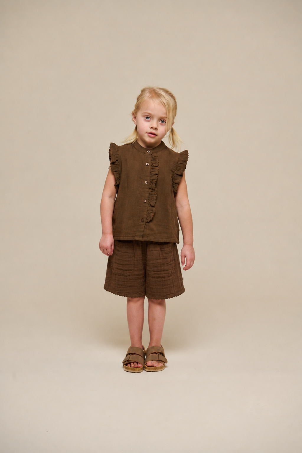 Shorts i musselin - Kids - Dark Brown | 100922 Jasmine