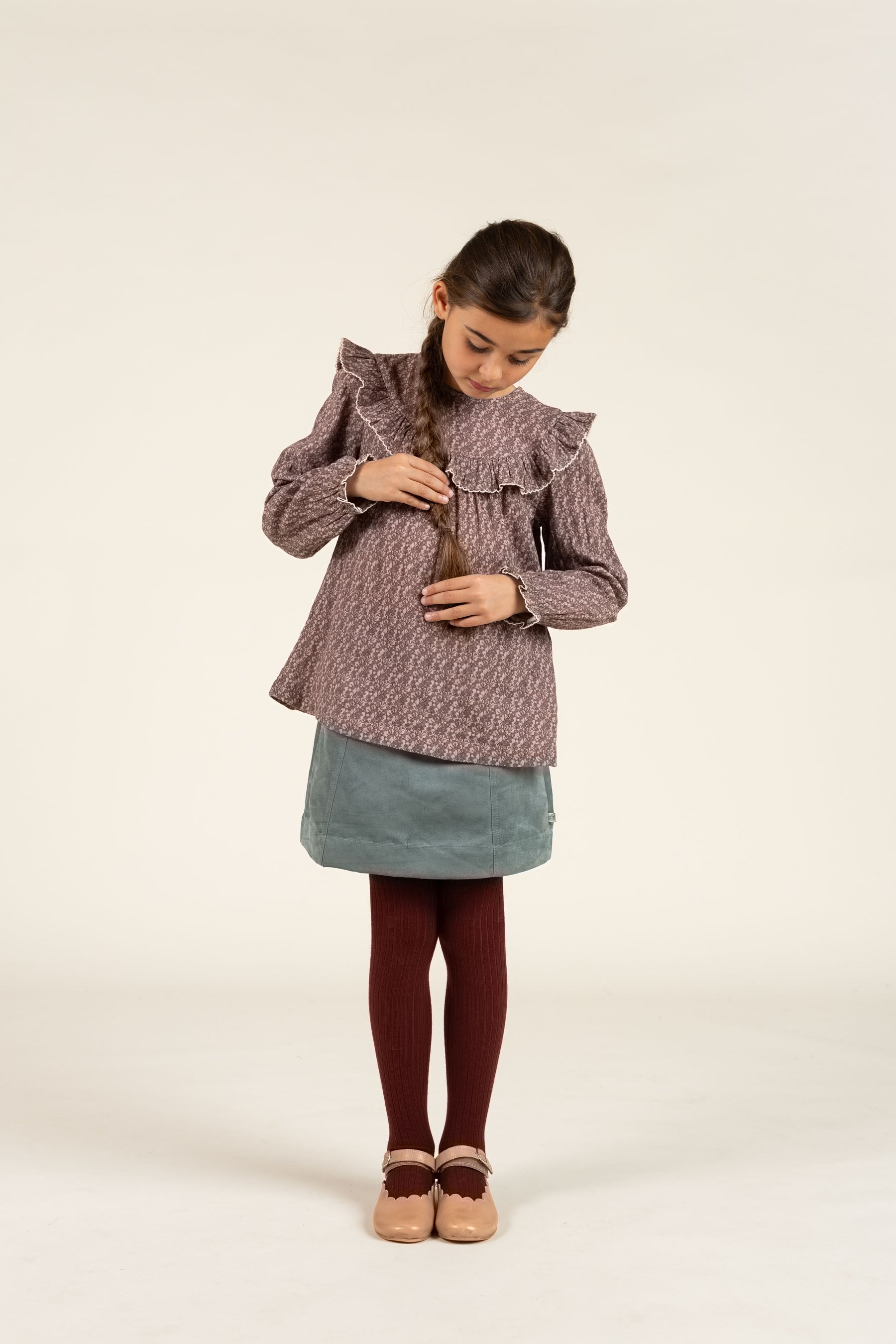 Vendbar Bluse i Printet Bomuld - Tween - Rose / Green | 100732 Maggie