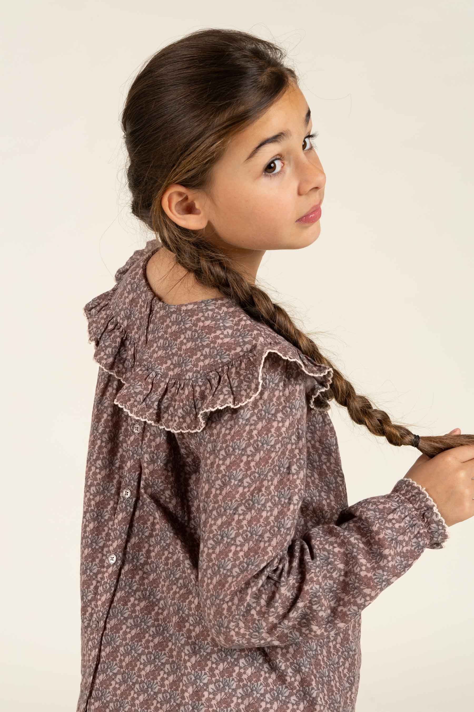 Vendbar Bluse i Printet Bomuld - Tween - Rose / Green | 100732 Maggie