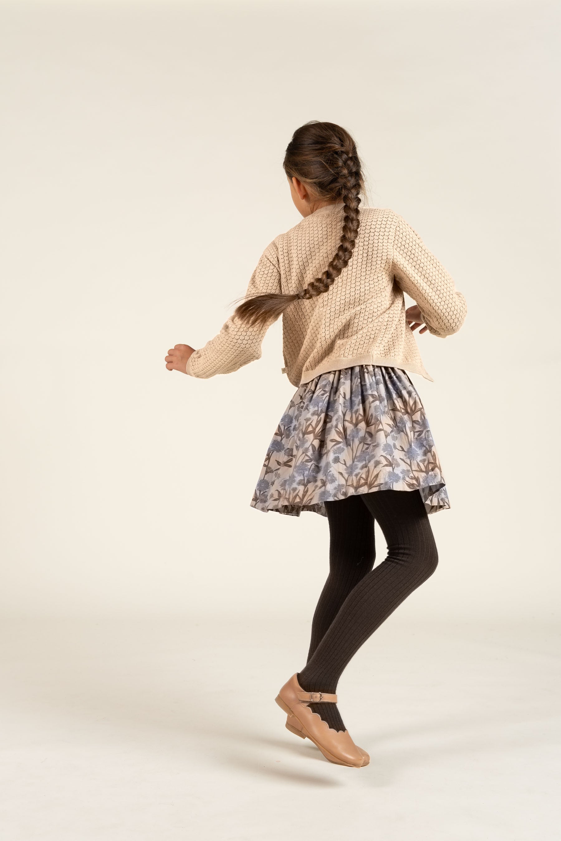 Nederdel i Printet bomulds-poplin - Tween - Blue / Brown | 100716 Amy