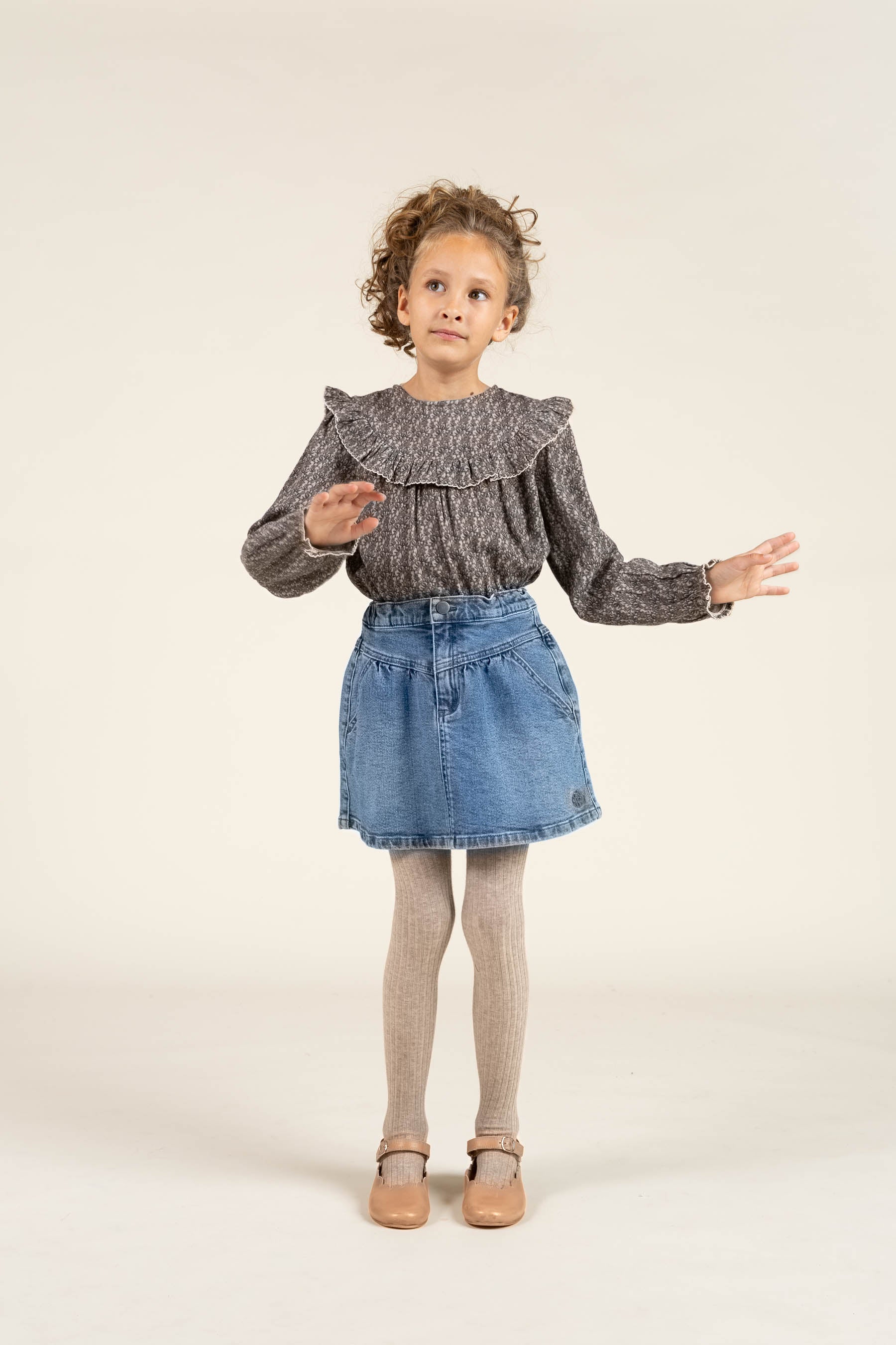 Vendbar Bluse i Printet Bomuld - Tween - Blue / Brown | 100730 Maggie