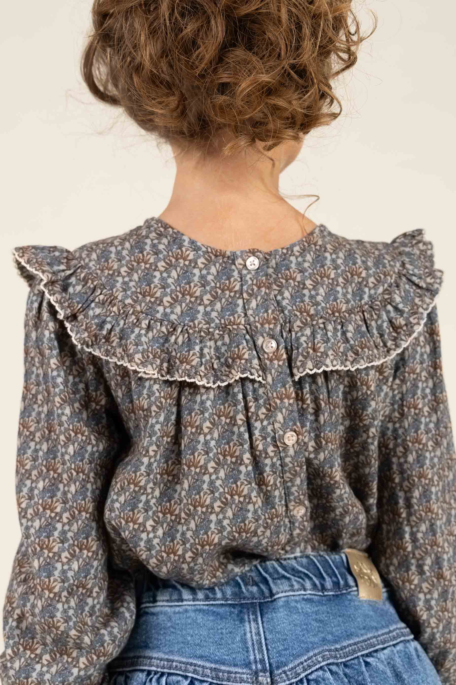 Vendbar Bluse i Printet Bomuld - Tween - Blue / Brown | 100730 Maggie