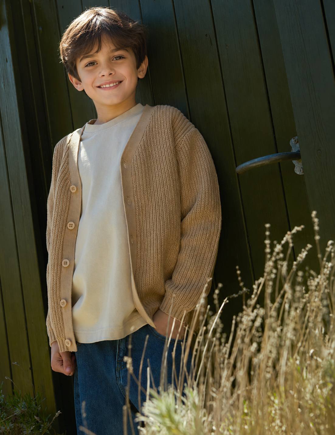 Cardigan i patentstrik - Tween - Beige | 101246 Clark