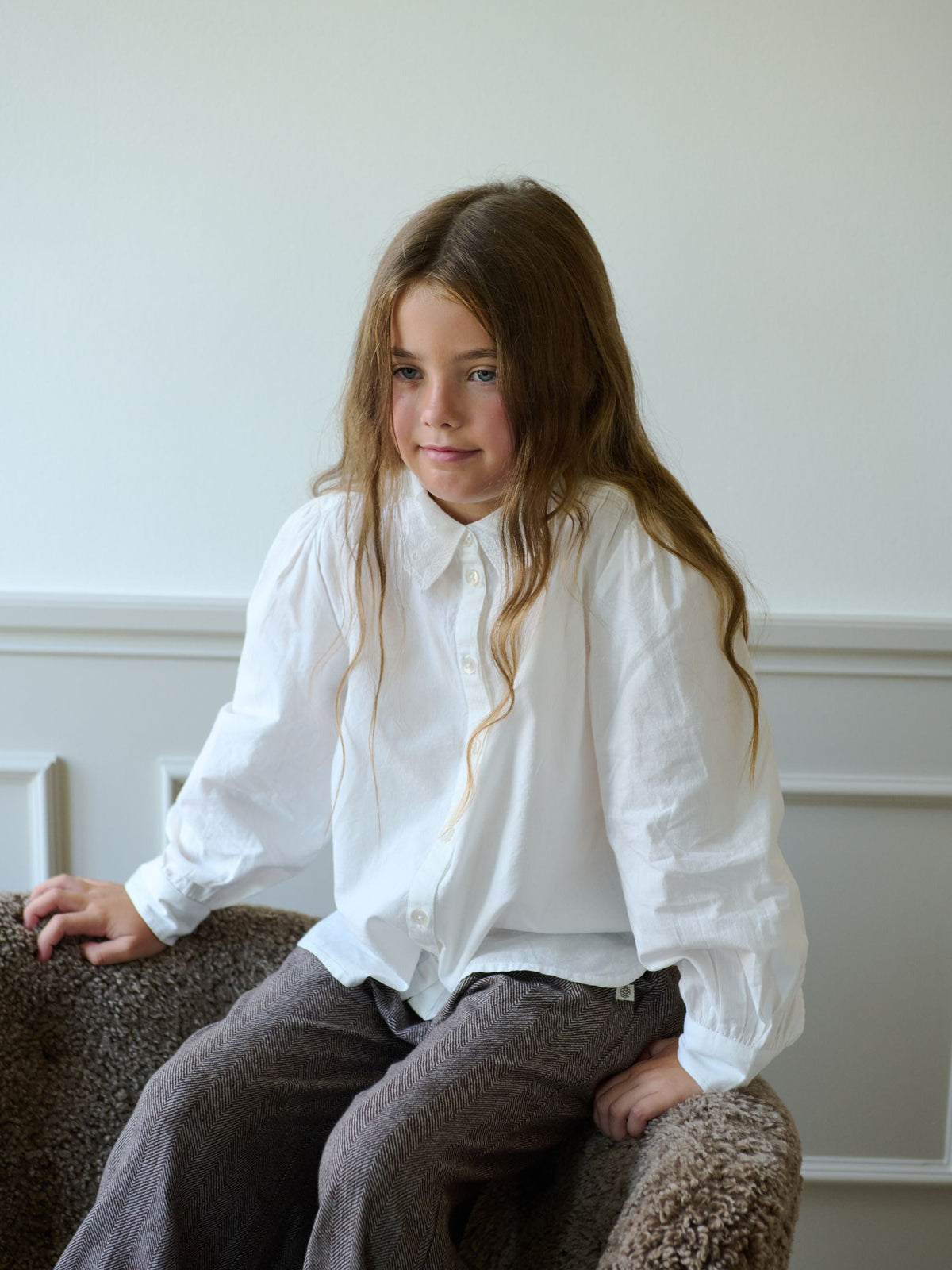 Bomuldsbukser med sildebensmønster Tween - Dark Brown | 101522 Susse