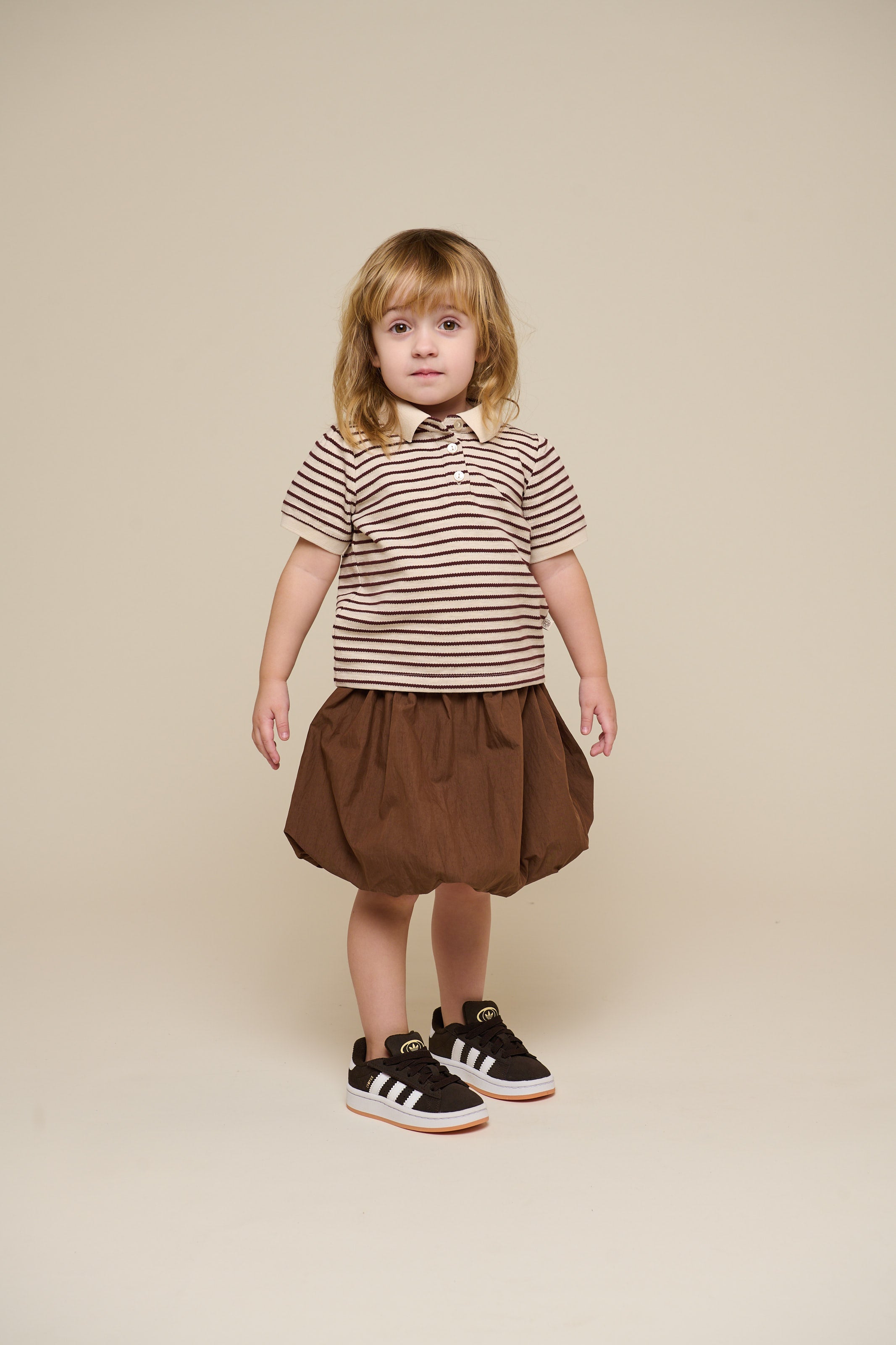 Stribet jersey polo - Kids - Brown | 101004 Emmie