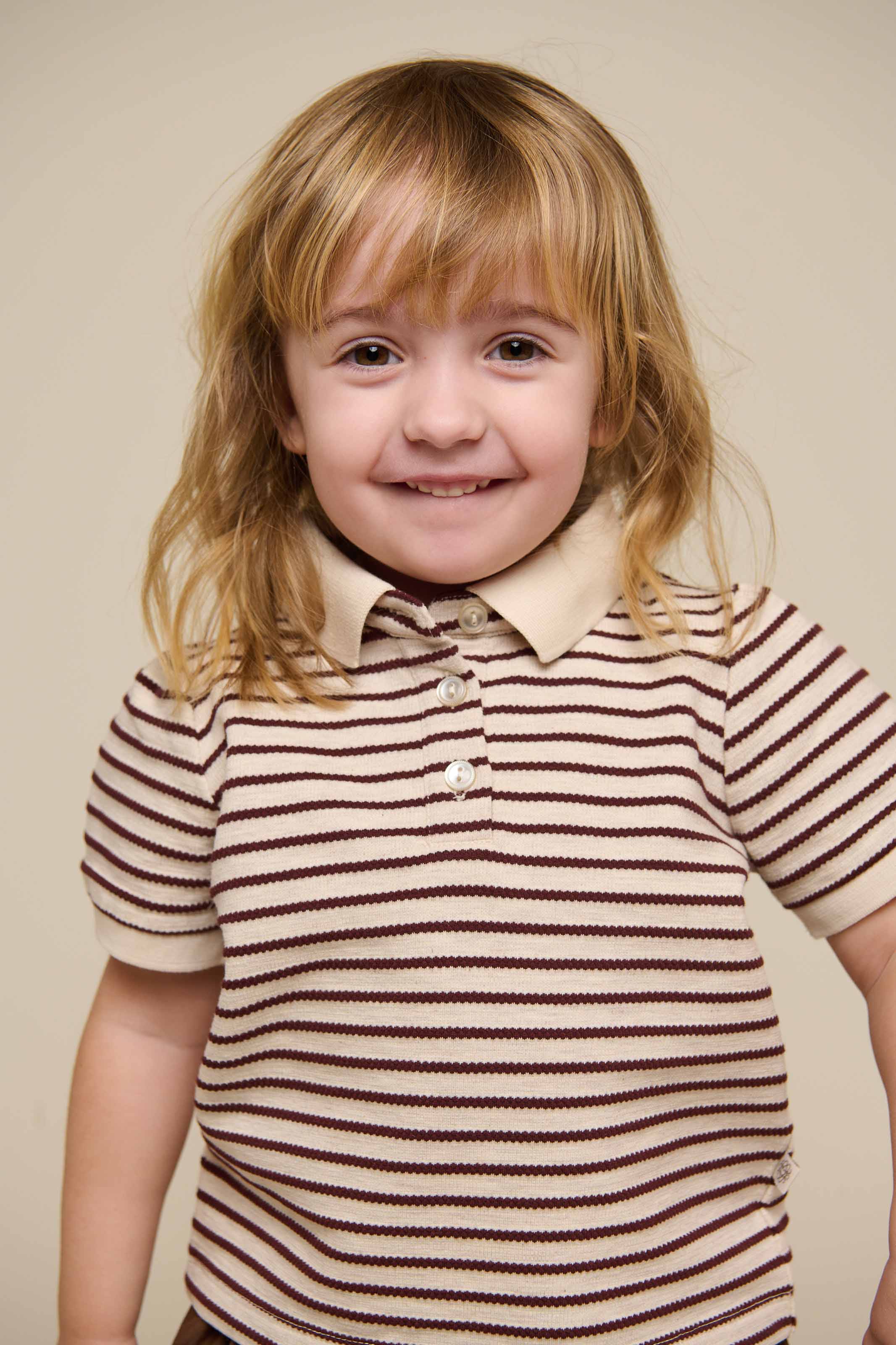 Stribet jersey polo - Kids - Brown | 101004 Emmie