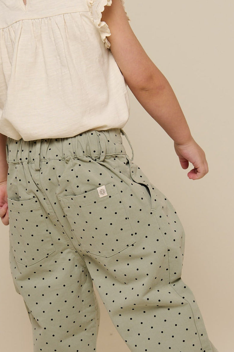 Twill-Bukser med prikker - Kids - Dusty Green | 100616 Iris