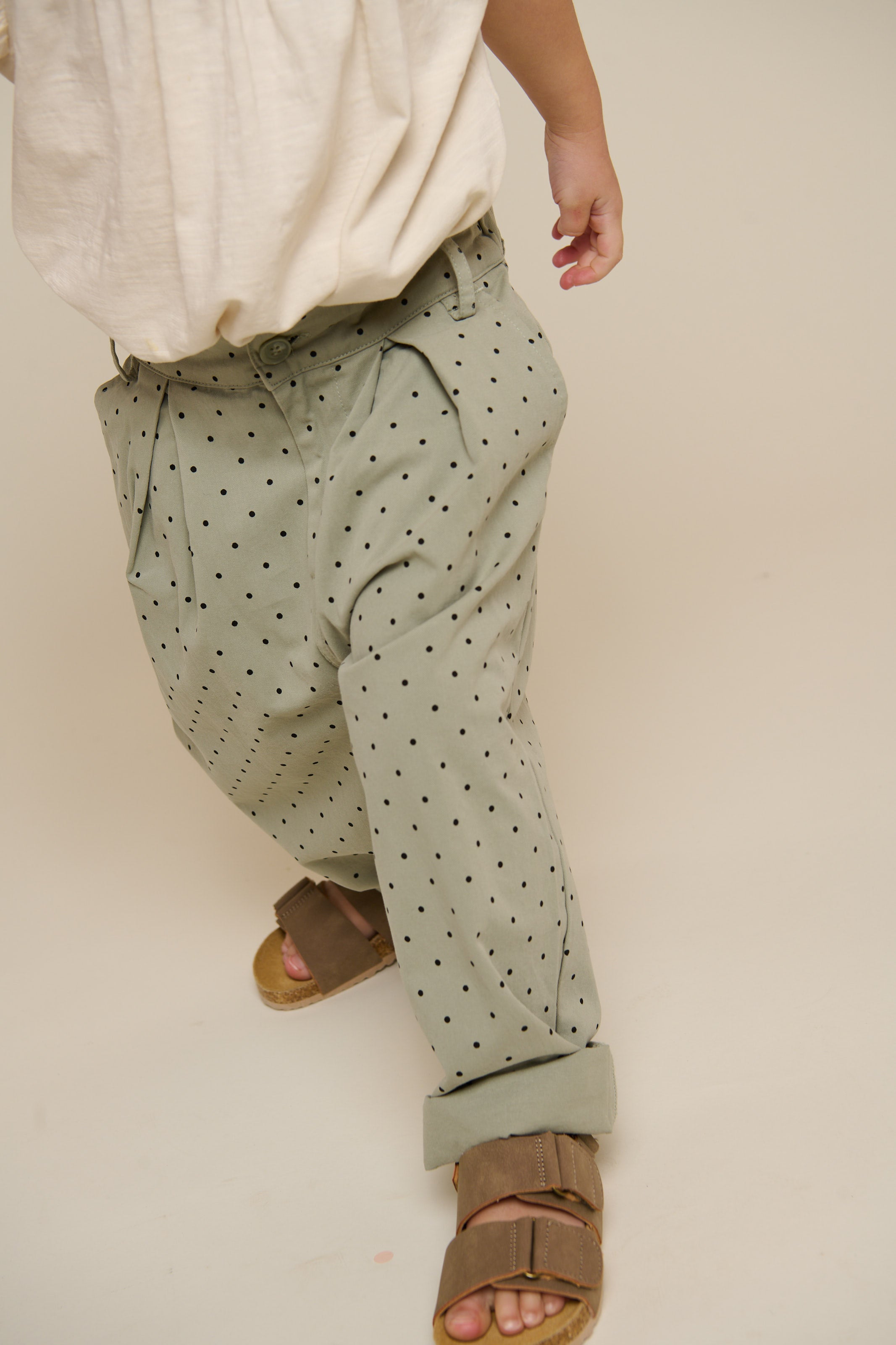 Twill-Bukser med prikker - Kids - Dusty Green | 100616 Iris