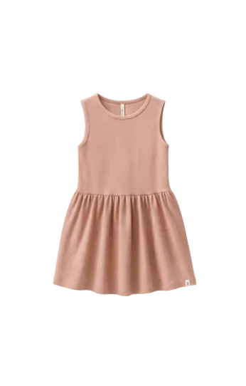 Ærmeløs kjole i modalrib - Kids - Rose Tan | 101296 Lottie