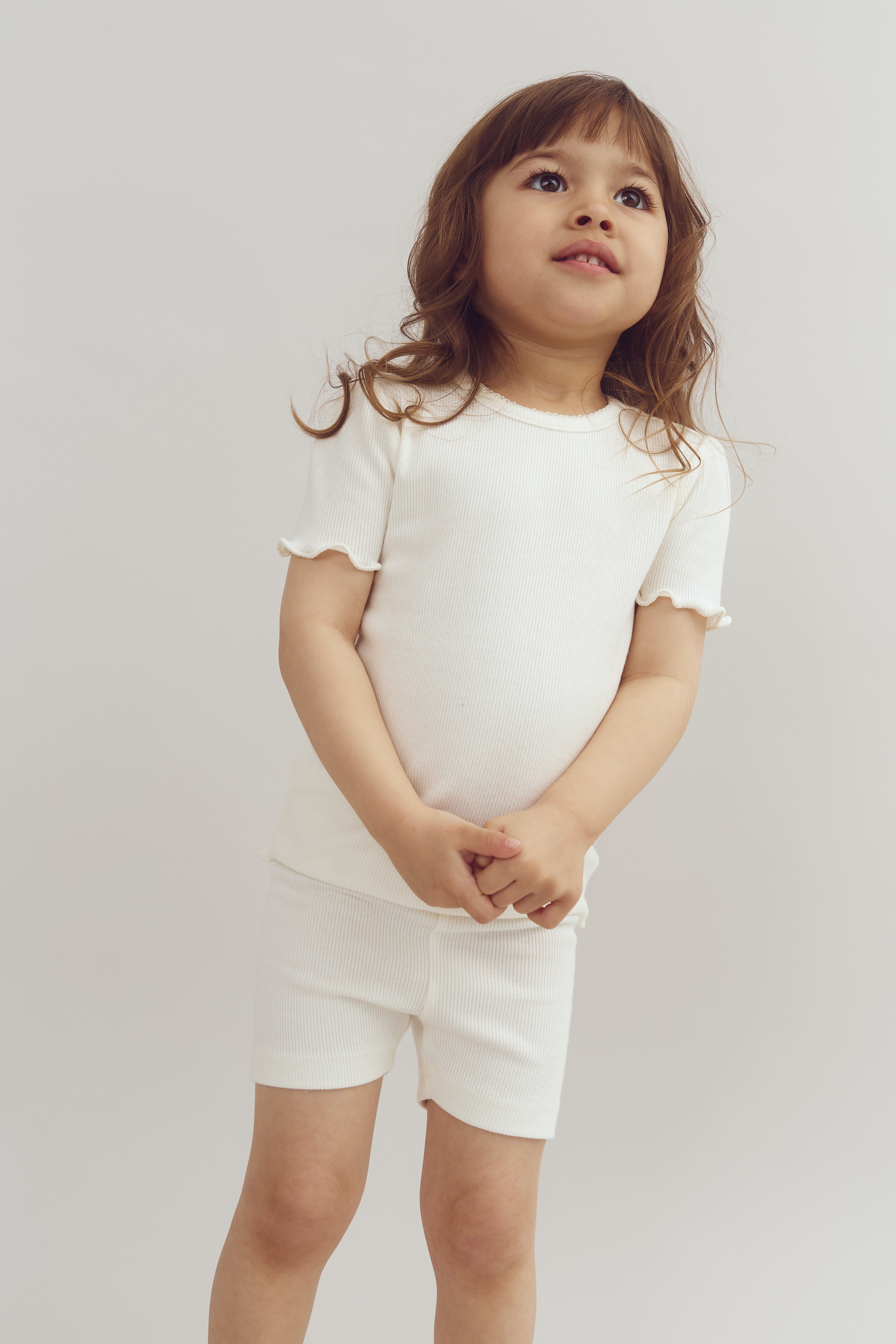 Basic Modal Rib Korte Tights - Off White | 100334 Fiona