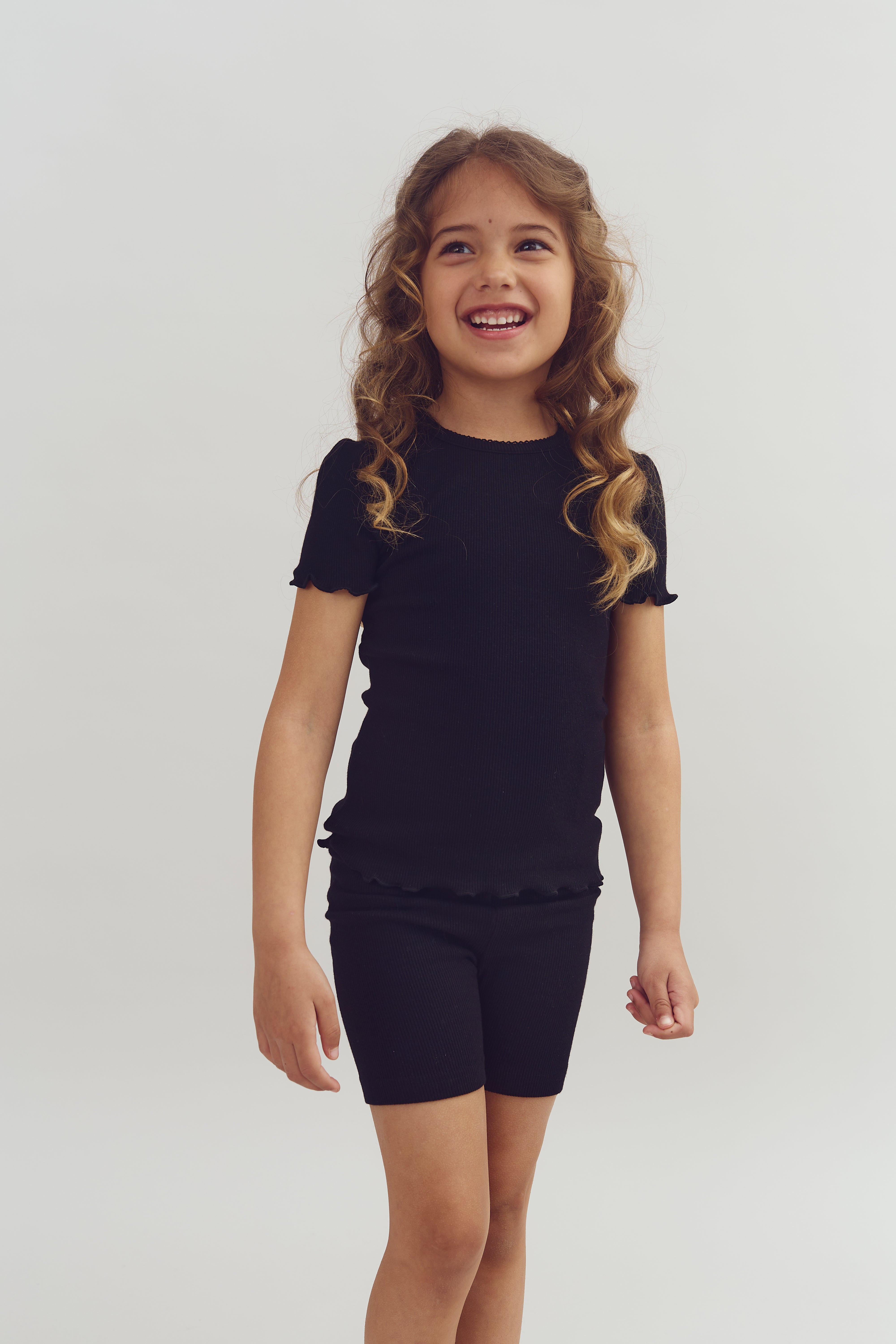 Basic Modal Rib Korte Tights - Sort | 100332 Fiona