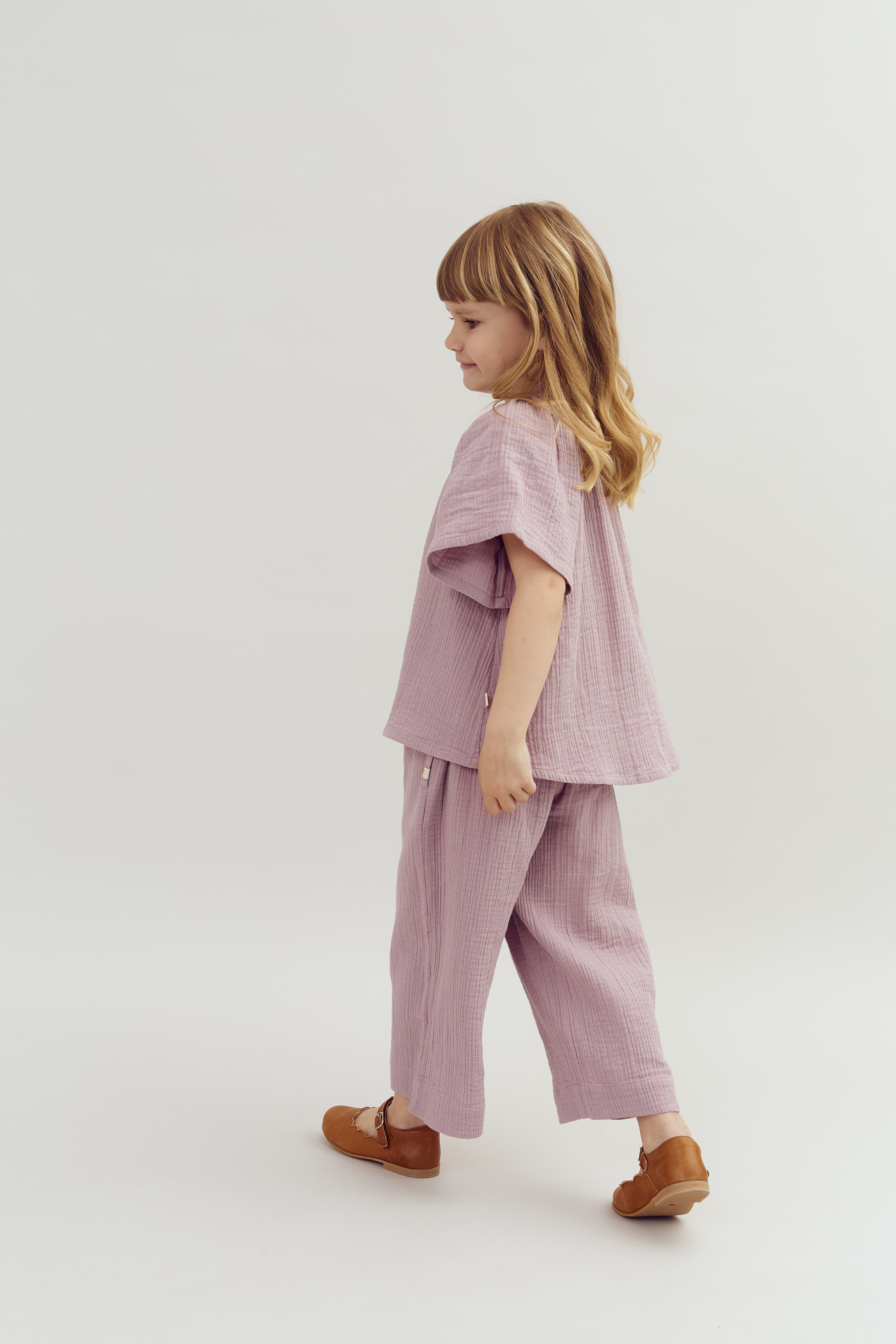 Bluse med Musselin stolpelukning - Lilla | 100240 Ella