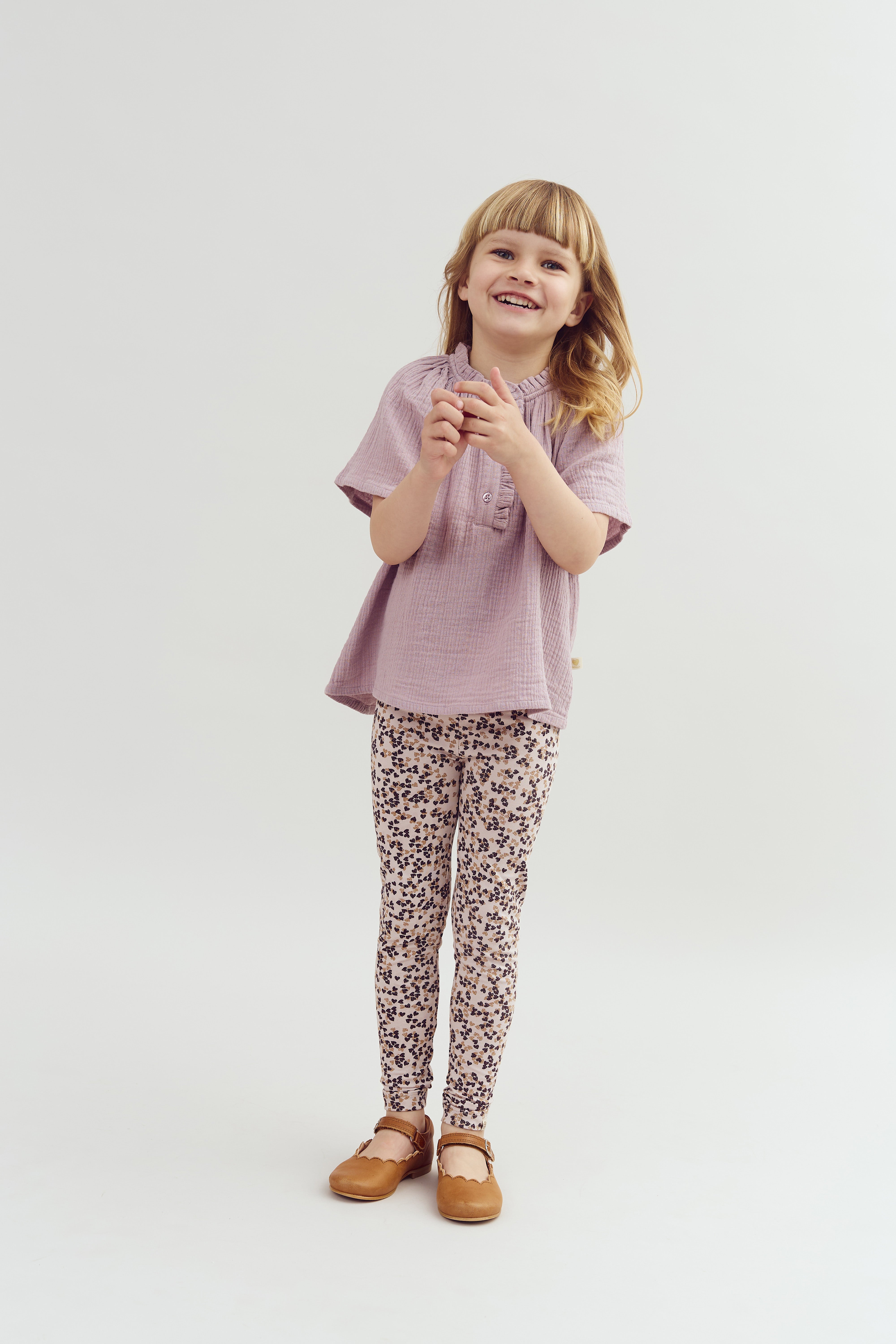 Bluse med Musselin stolpelukning - Lilla | 100240 Ella