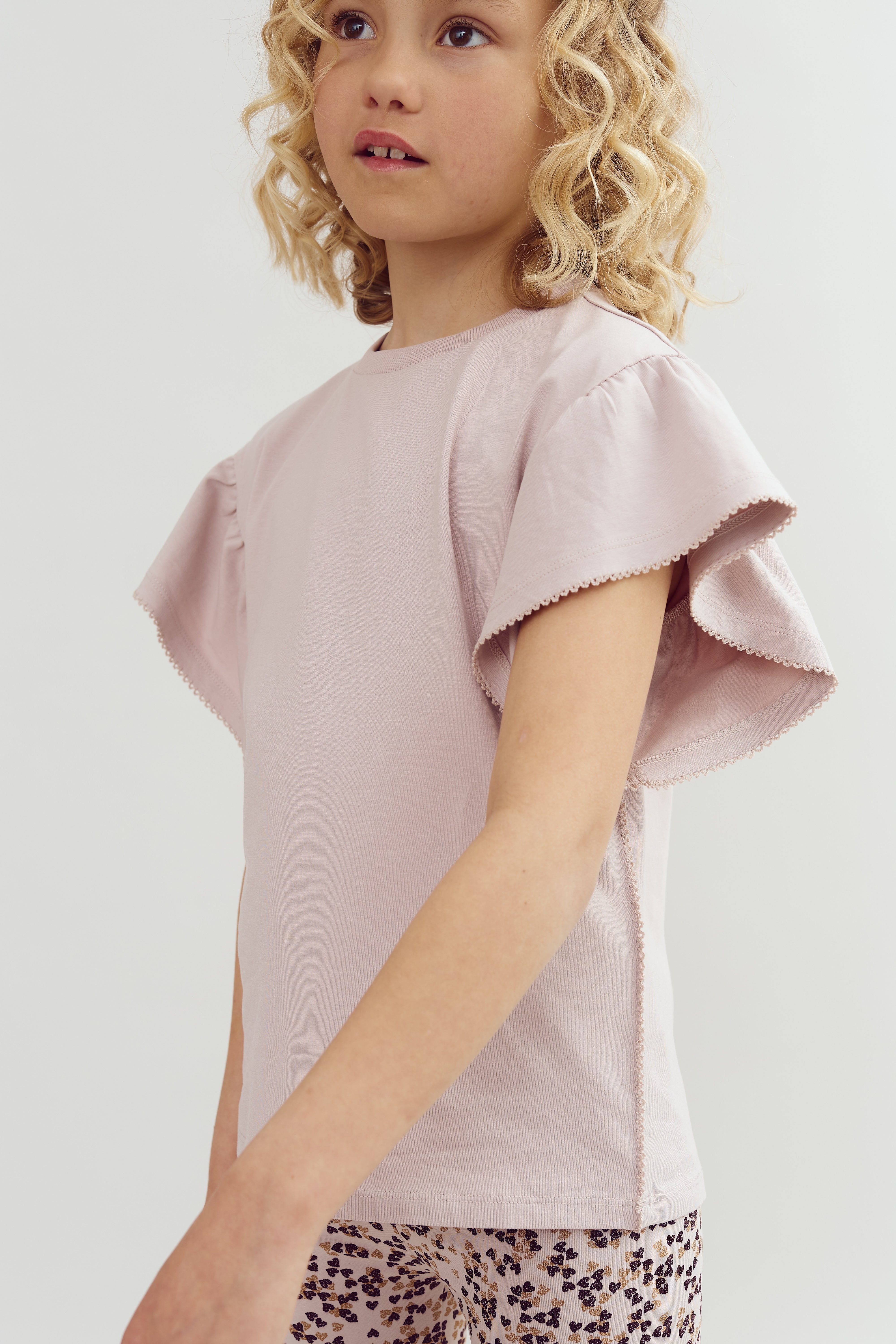 T-Shirt med Flæseærme og Picotkant - Tween - Lys Lilla | 100385 Vilde