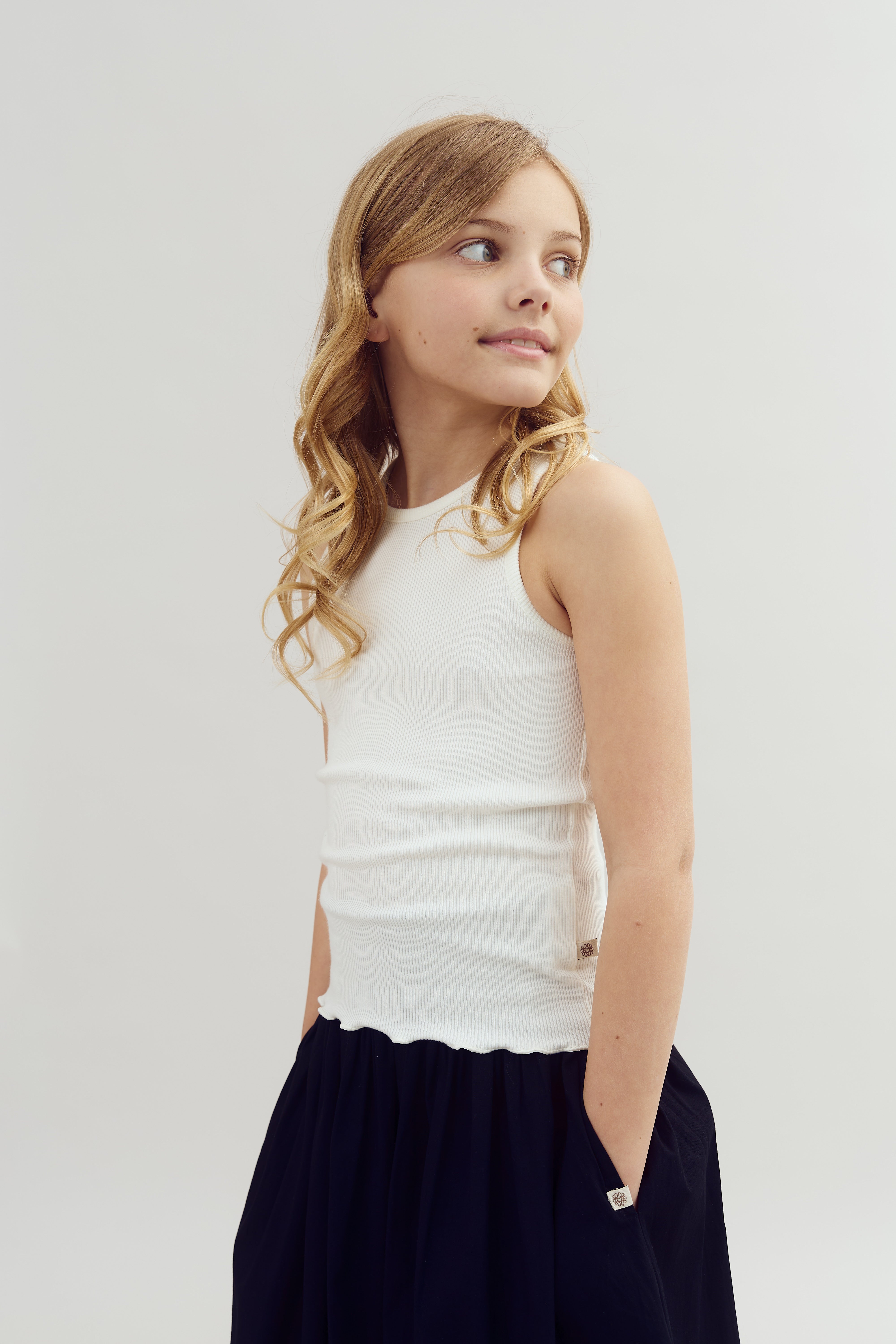 Basic Modal Rib Top Uden Ærmer - Tween - Off White | 100452 Fiona