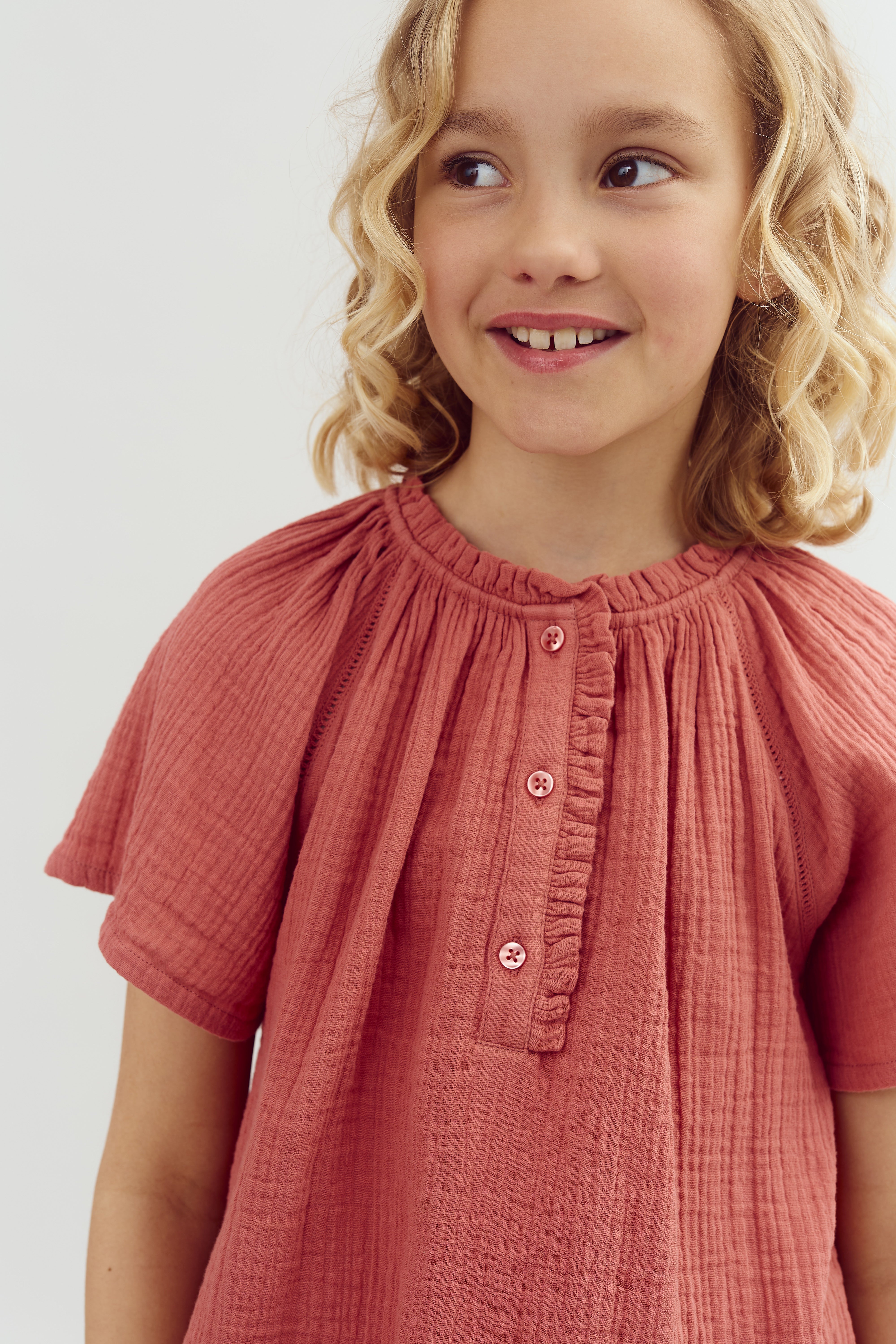 Bluse med Musselin stolpelukning - Blush | 100289 Ella