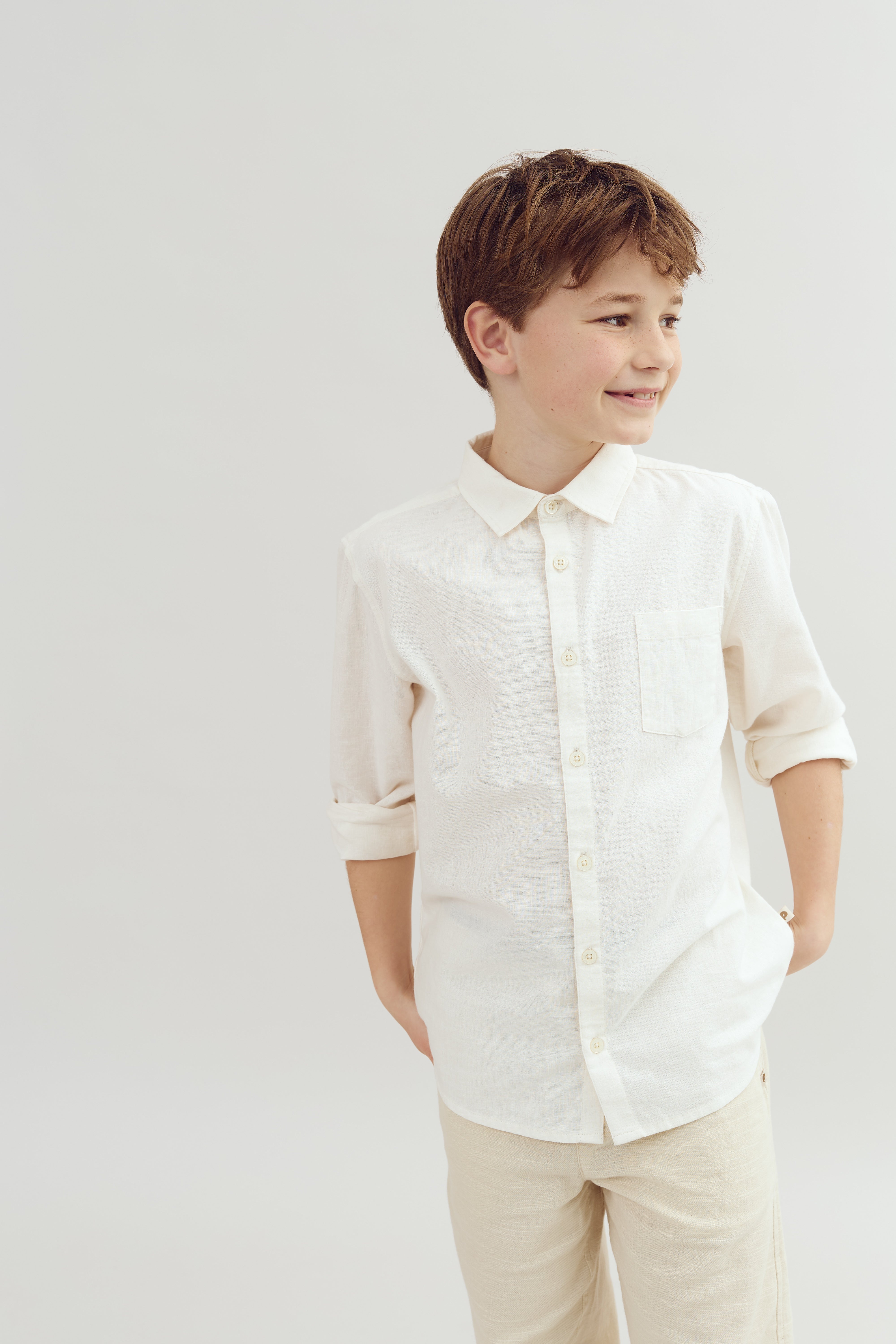Hør skjorte - Tween - Off white | 100170 Pelle