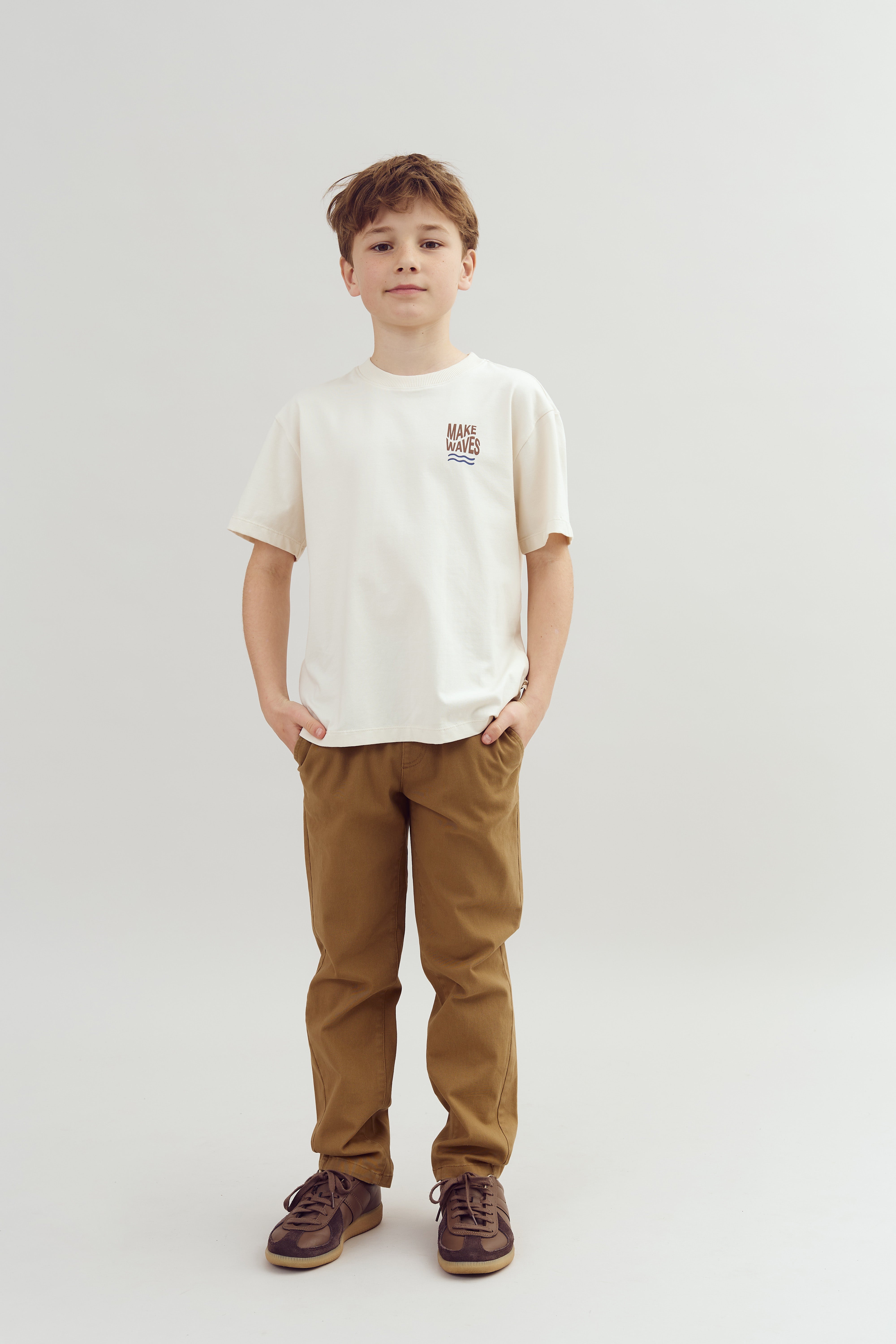 Relaxed pull-on-chinos - Tweens - Walnut