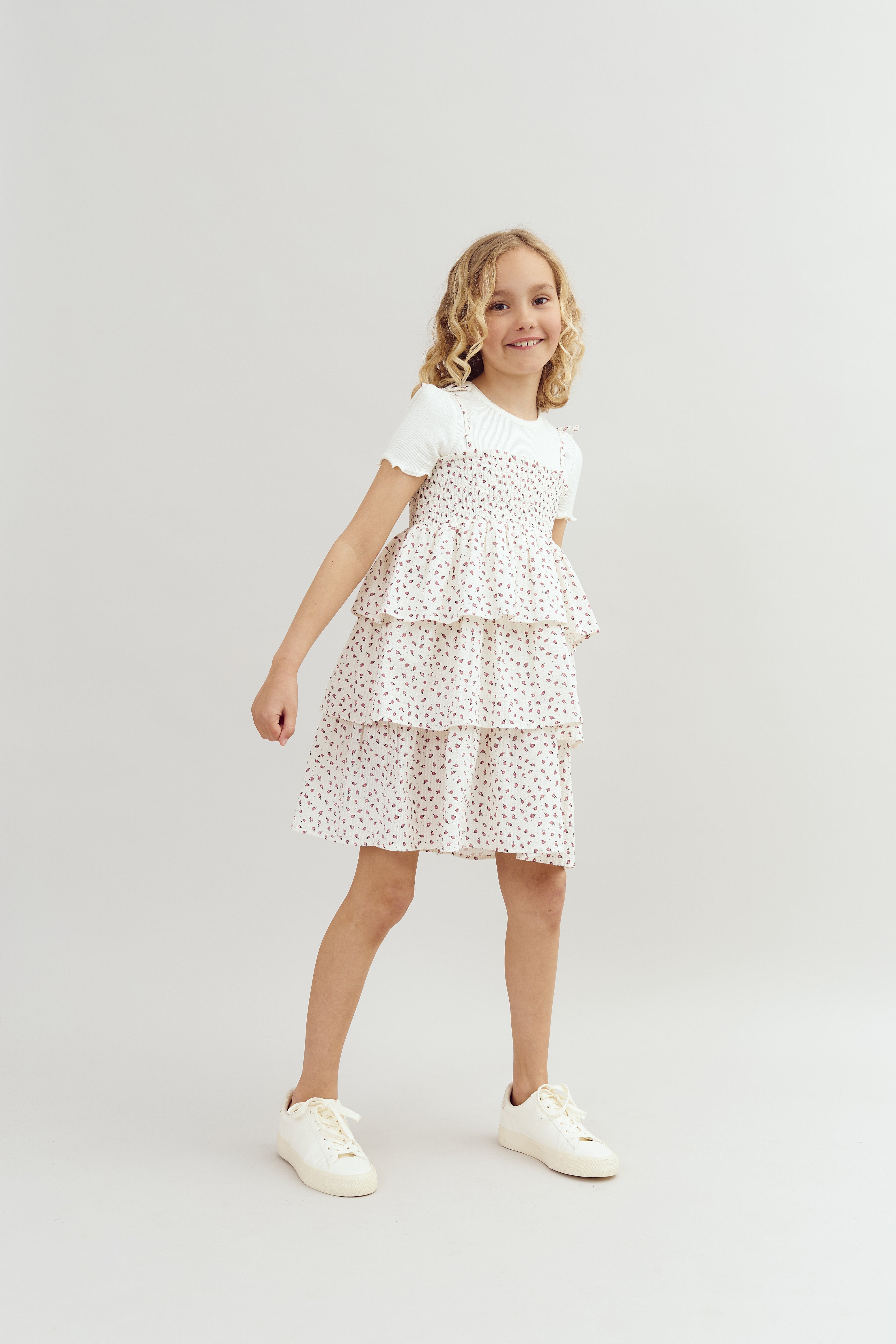 Blomstret Kjole m. Flæser - Tween - Blush Blomst | 100430 Annie