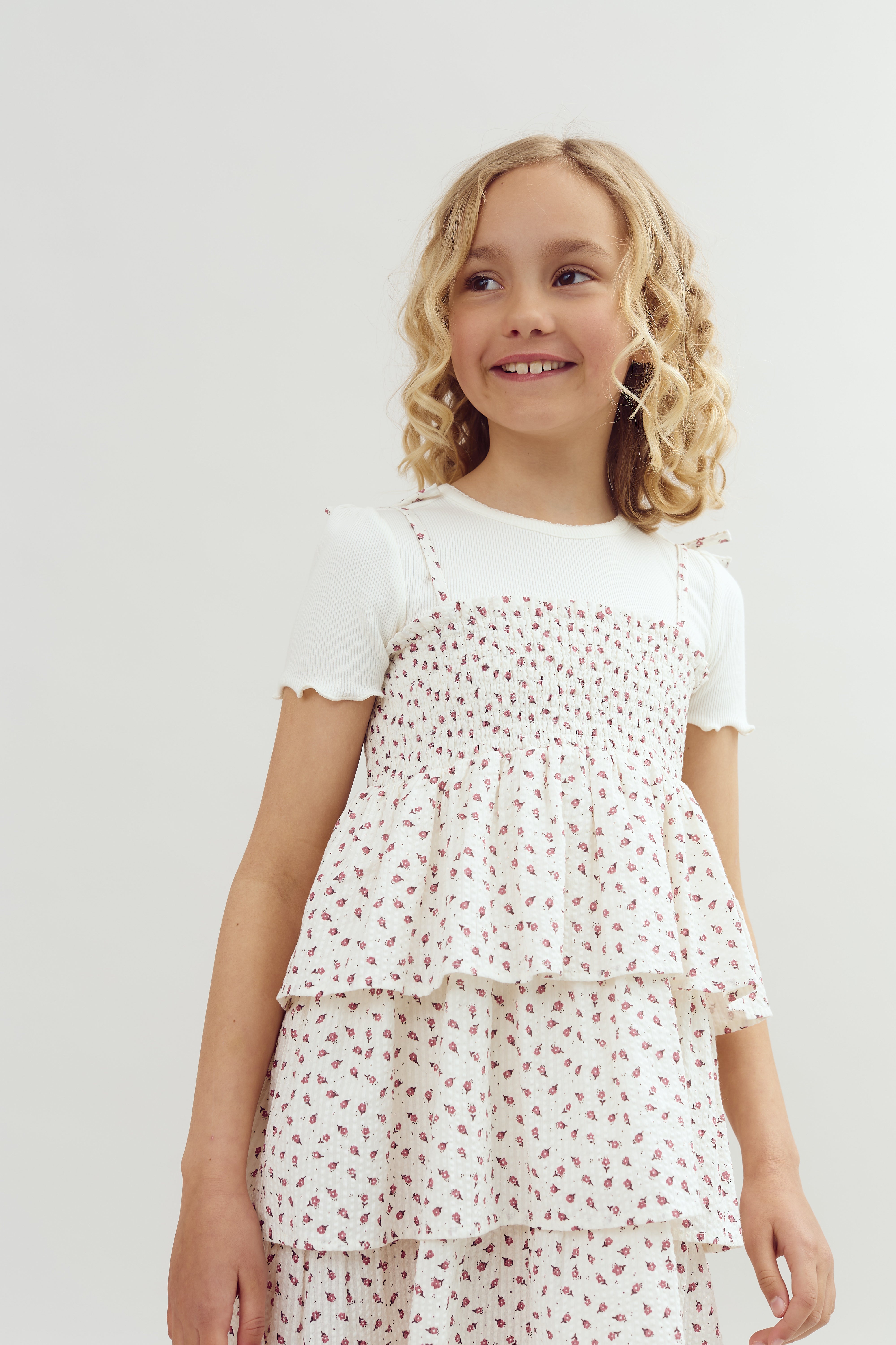 Blomstret Kjole m. Flæser - Tween - Blush Blomst | 100430 Annie