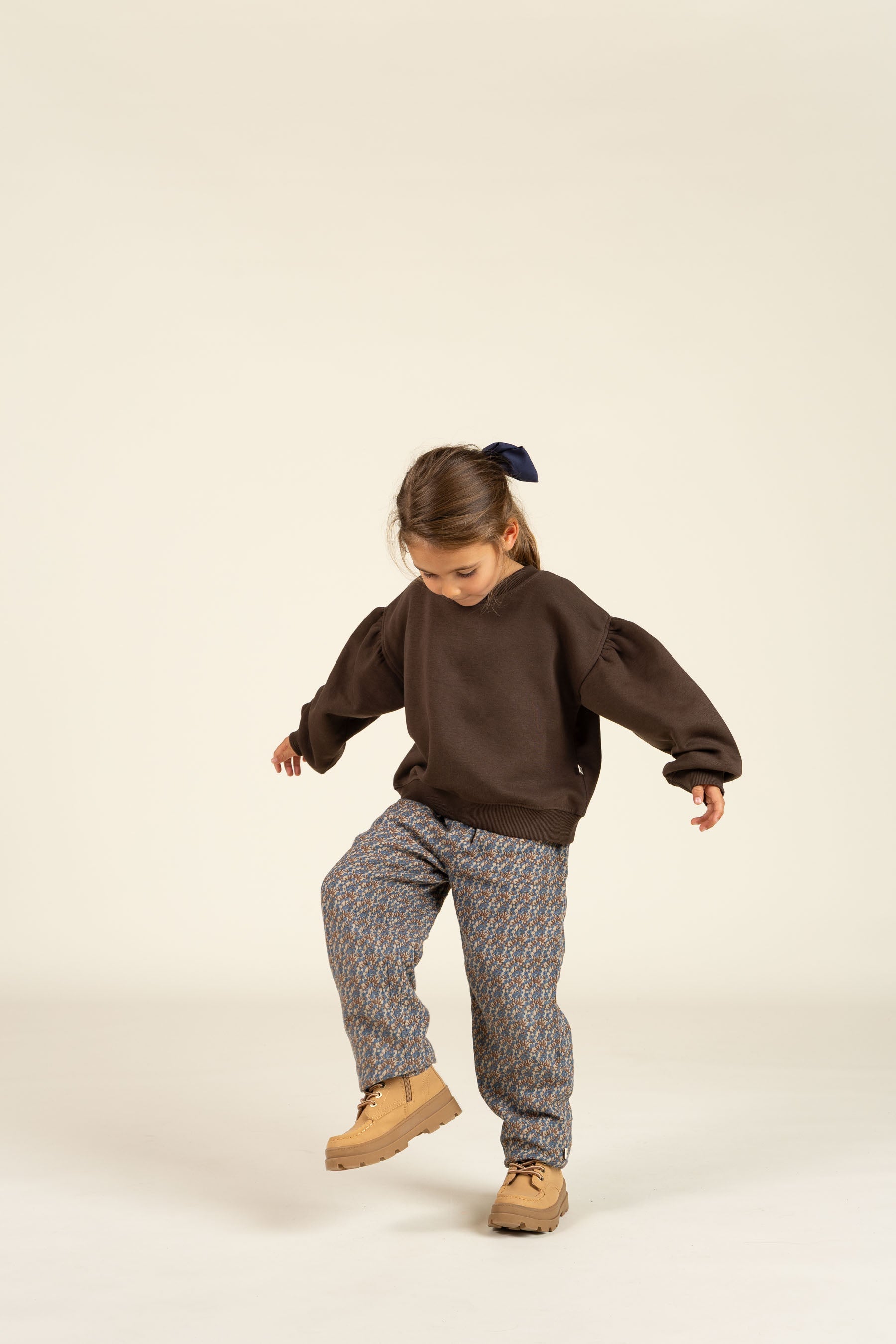 Bukser i Printet Bomuld - Kids - Blue / Brown | 100733 Maggie