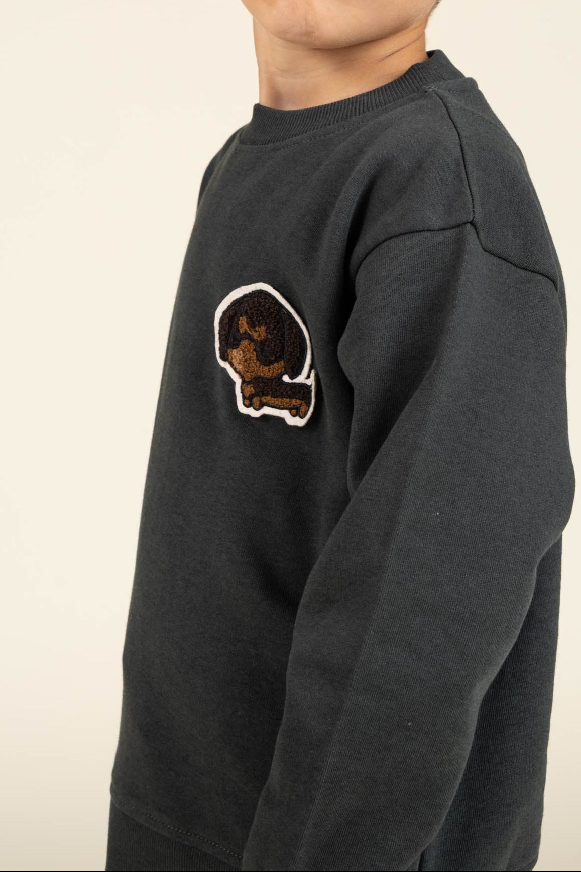 Sweatshirt med rund hals - Kids - Forest Green Melange | 100892 Justin