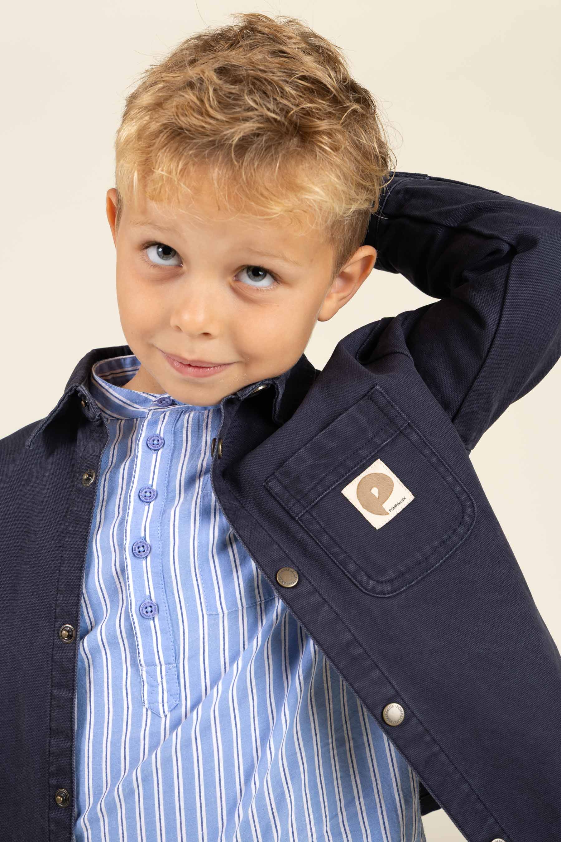 Stribet Skjorte m. Mandarin Krave - Kids - Blå Stribe | 100488 Kai