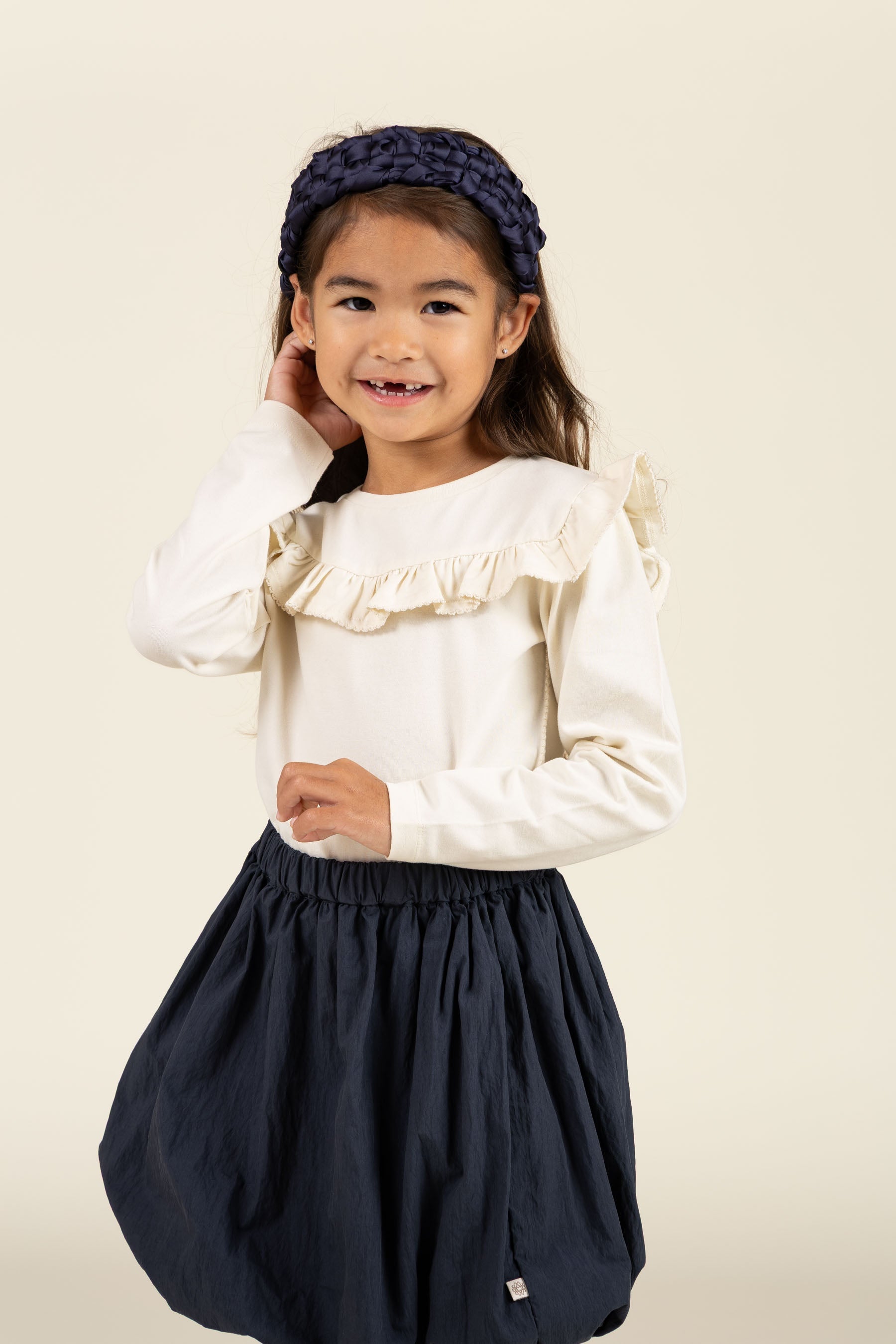 Jersey-bluse med flæser - Kids - Off White | 100862 Talia