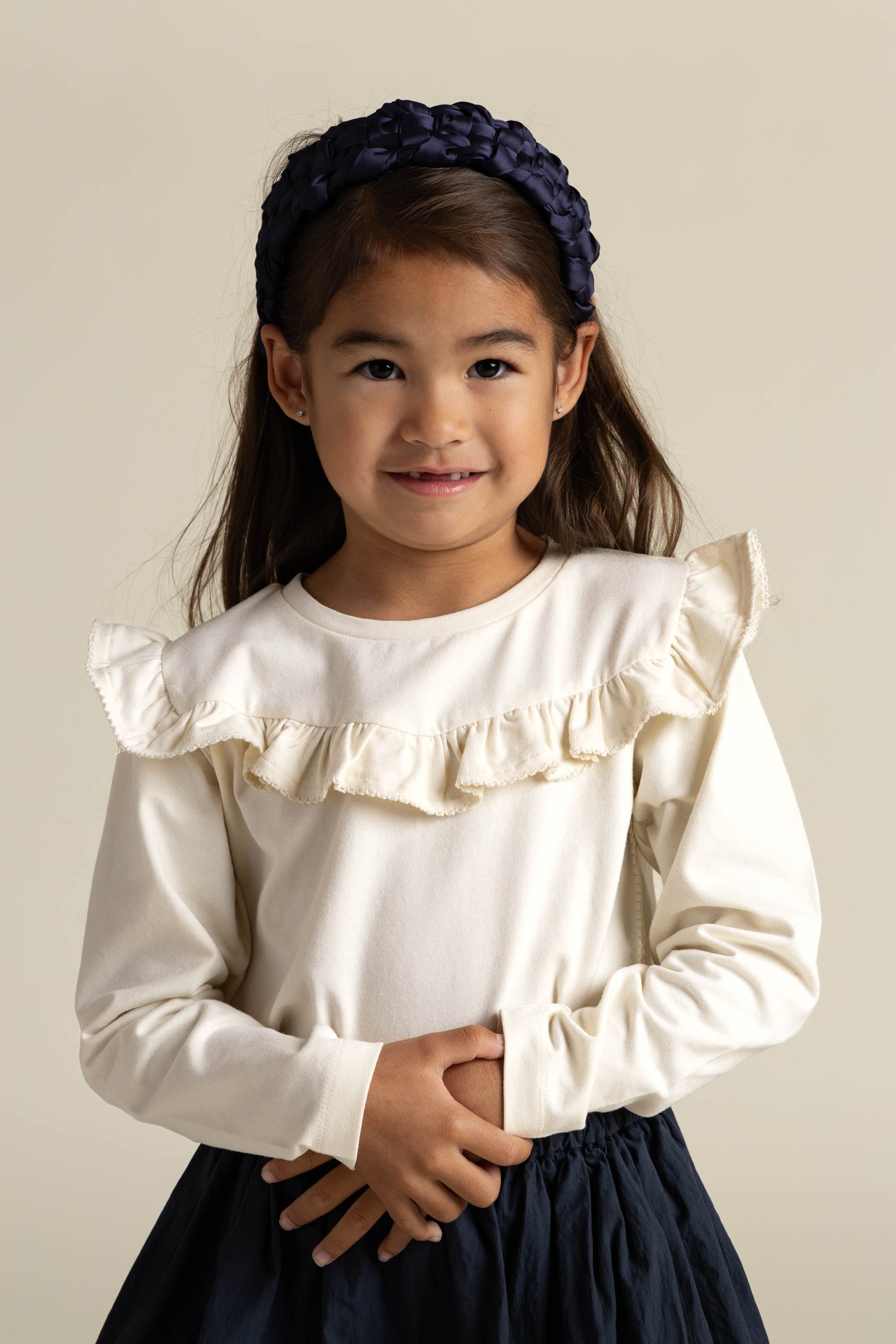 Jersey-bluse med flæser - Kids - Off White | 100862 Talia