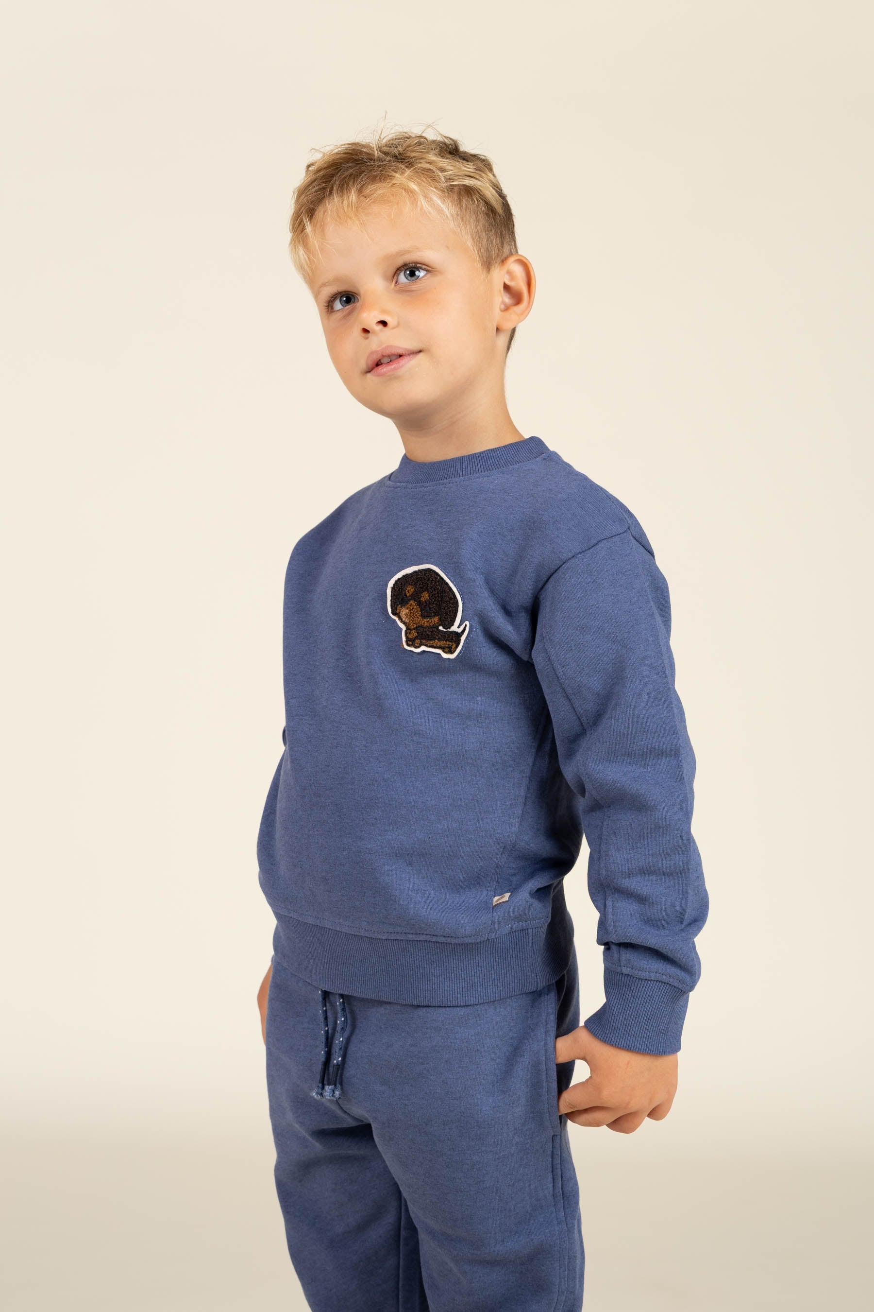 Sweatshirt med rund hals - Kids - Indigo Blue Melange | 100888 Justin