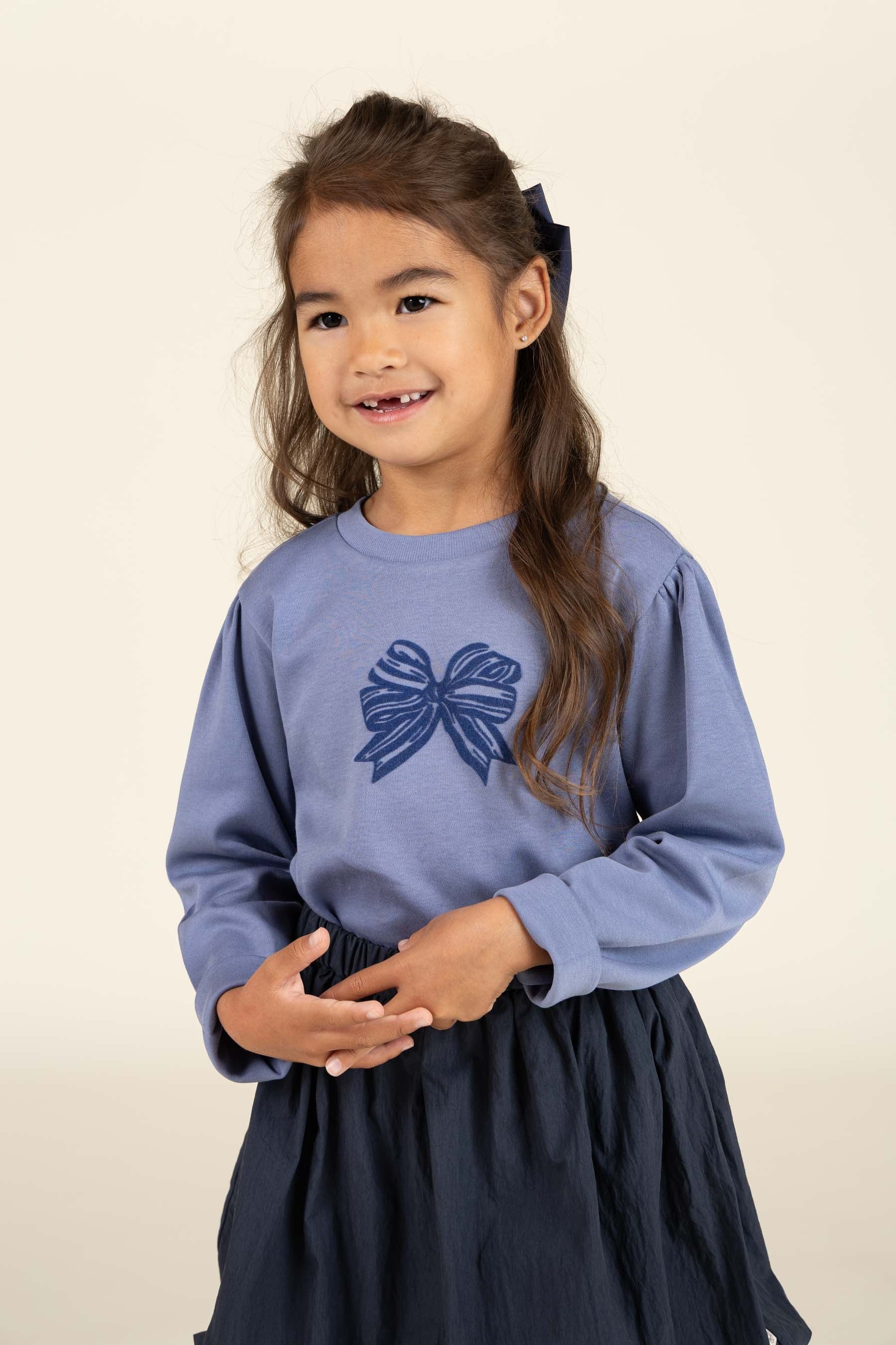 Langærmet T-shirt med Print - Kids - Blue | 100850 Kendell