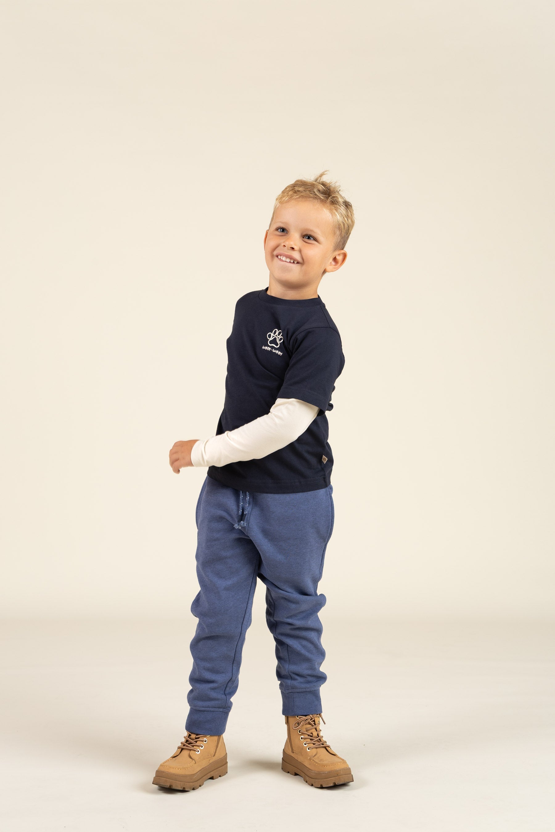 Boxy T-shirt med dobbeltærmer - Kids - Navy | 100836 Alex