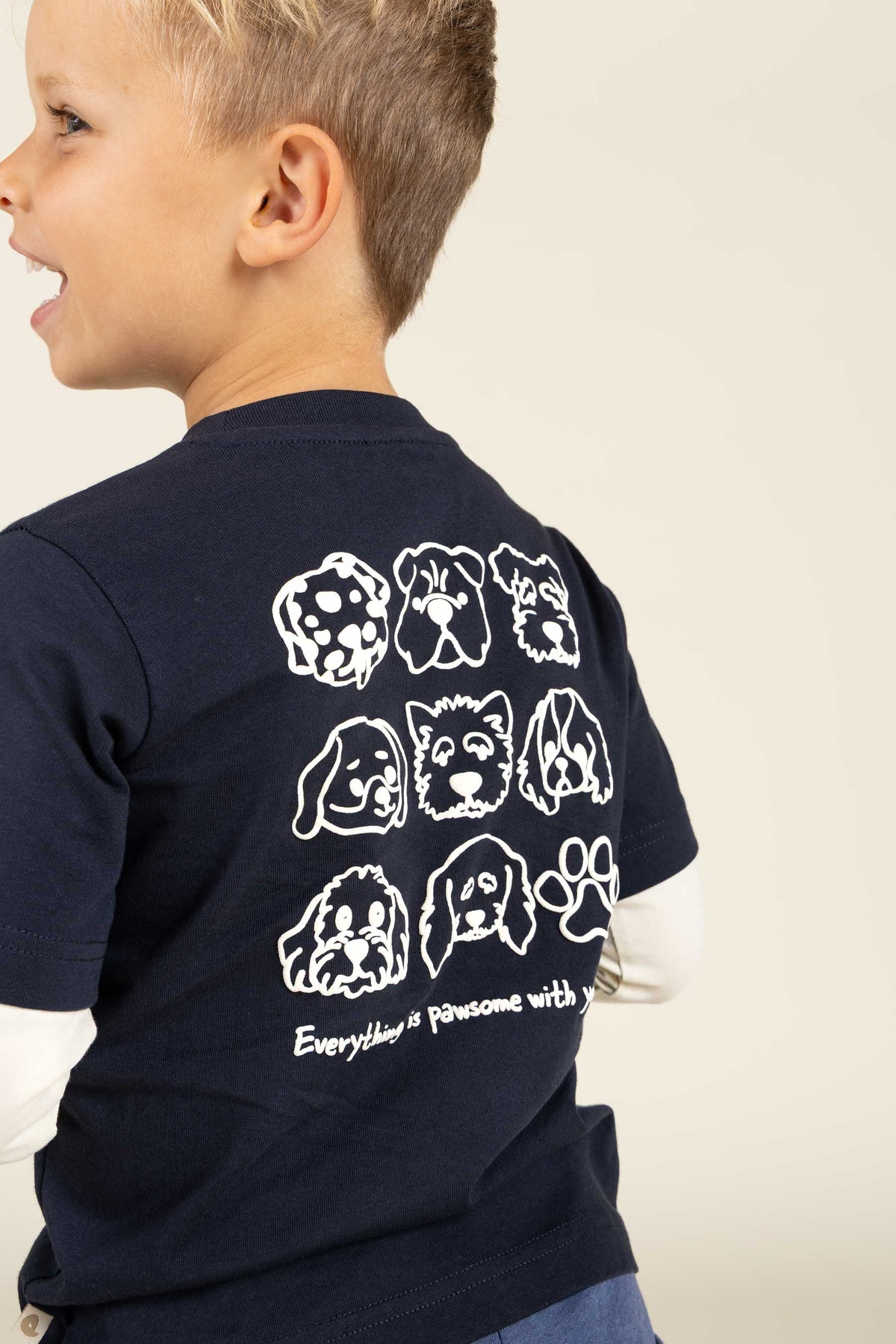 Boxy T-shirt med dobbeltærmer - Kids - Navy | 100836 Alex