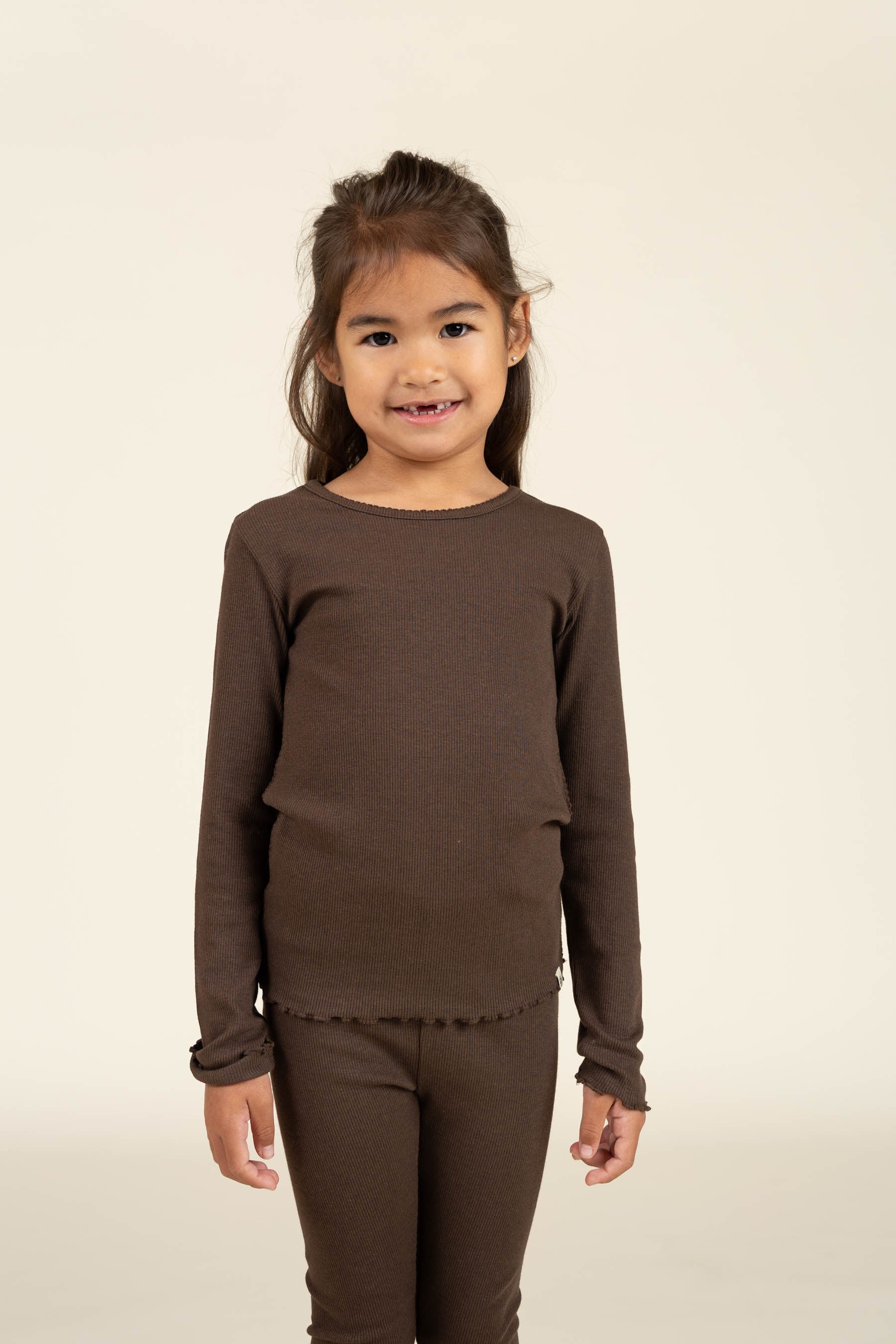 Rib-leggings i Modal - Kids - Chocolate | 100584 Mia