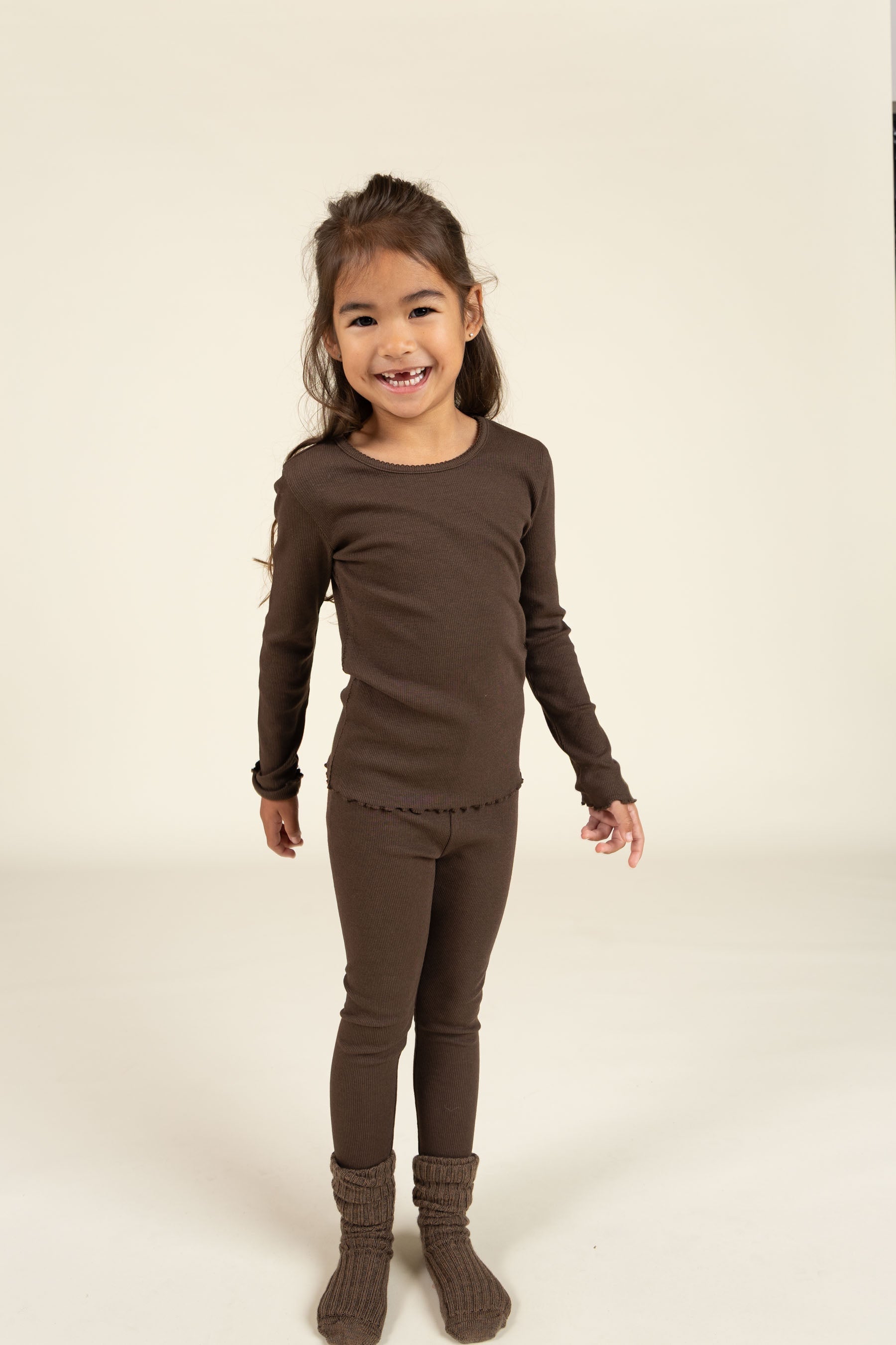 Rib-leggings i Modal - Kids - Chocolate | 100584 Mia