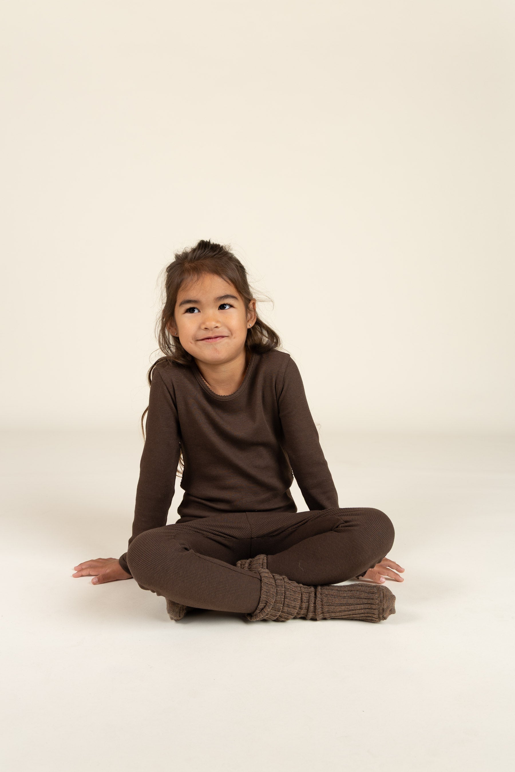 Rib-leggings i Modal - Kids - Chocolate | 100584 Mia