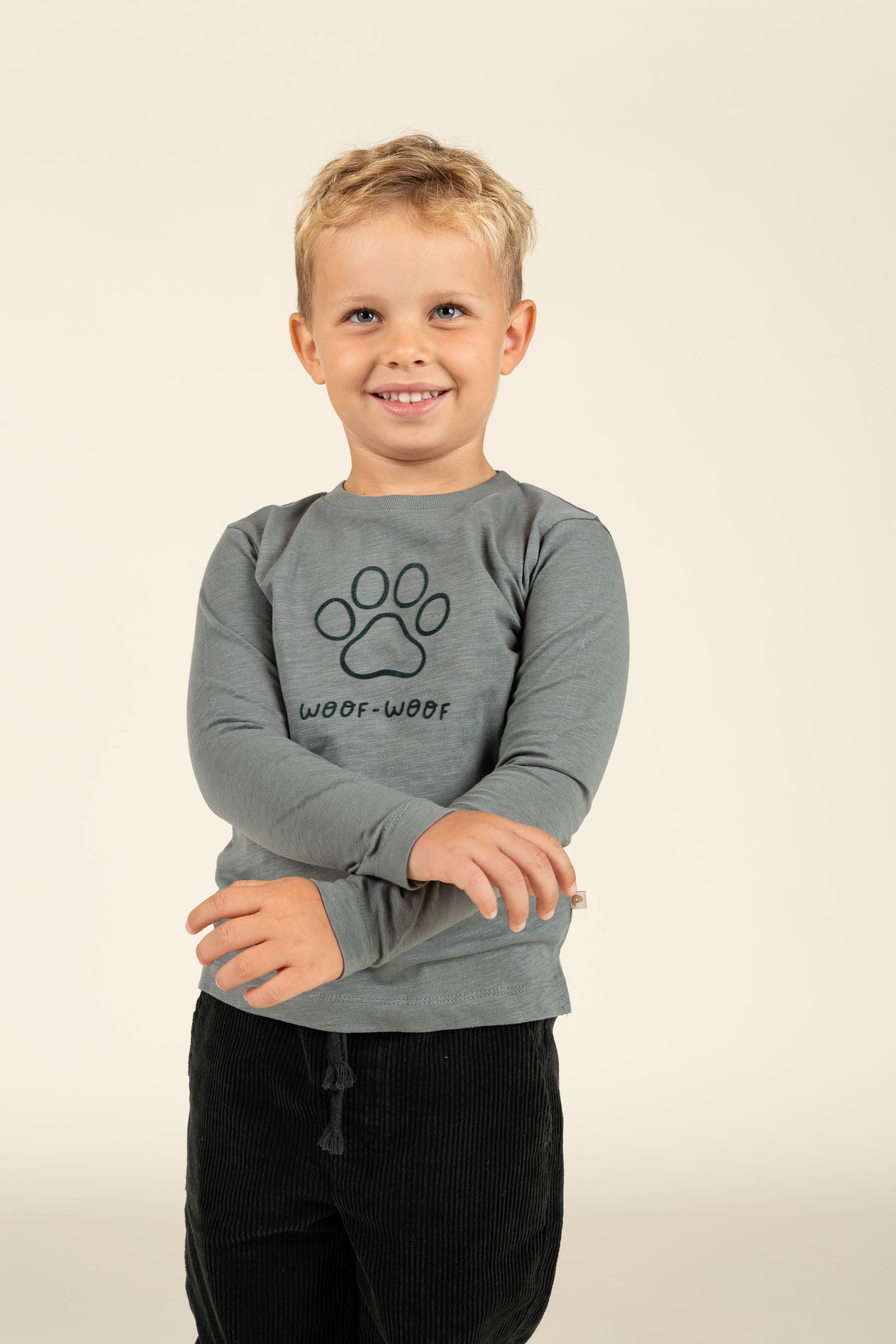 Langærmet T-shirt i Slub Jersey - Kids - Dusty Dark Green | 100834 Kevin